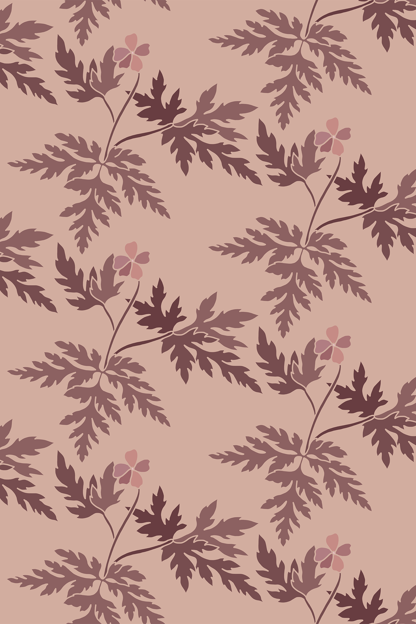 Adelaide Red and Pink Winter Blossoms and Foliage Wallpaper - Removable Wallpaper (Peel & Stick)