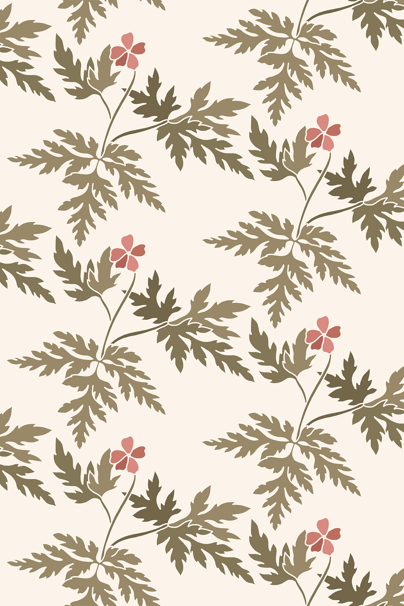Adelaide Green and Pink Winter Blossoms and Foliage Wallpaper - Removable Wallpaper (Peel & Stick)