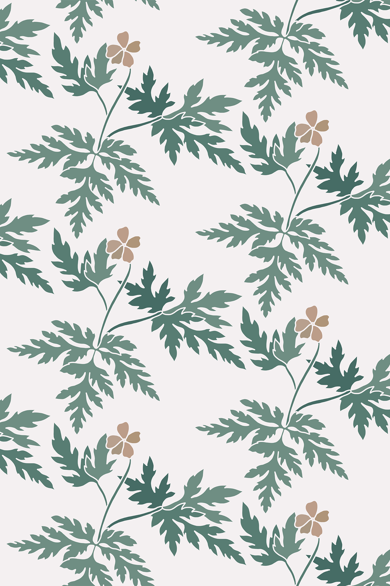 Adelaide Green and Orange Winter Blossoms and Foliage Wallpaper - Removable Wallpaper (Peel & Stick)