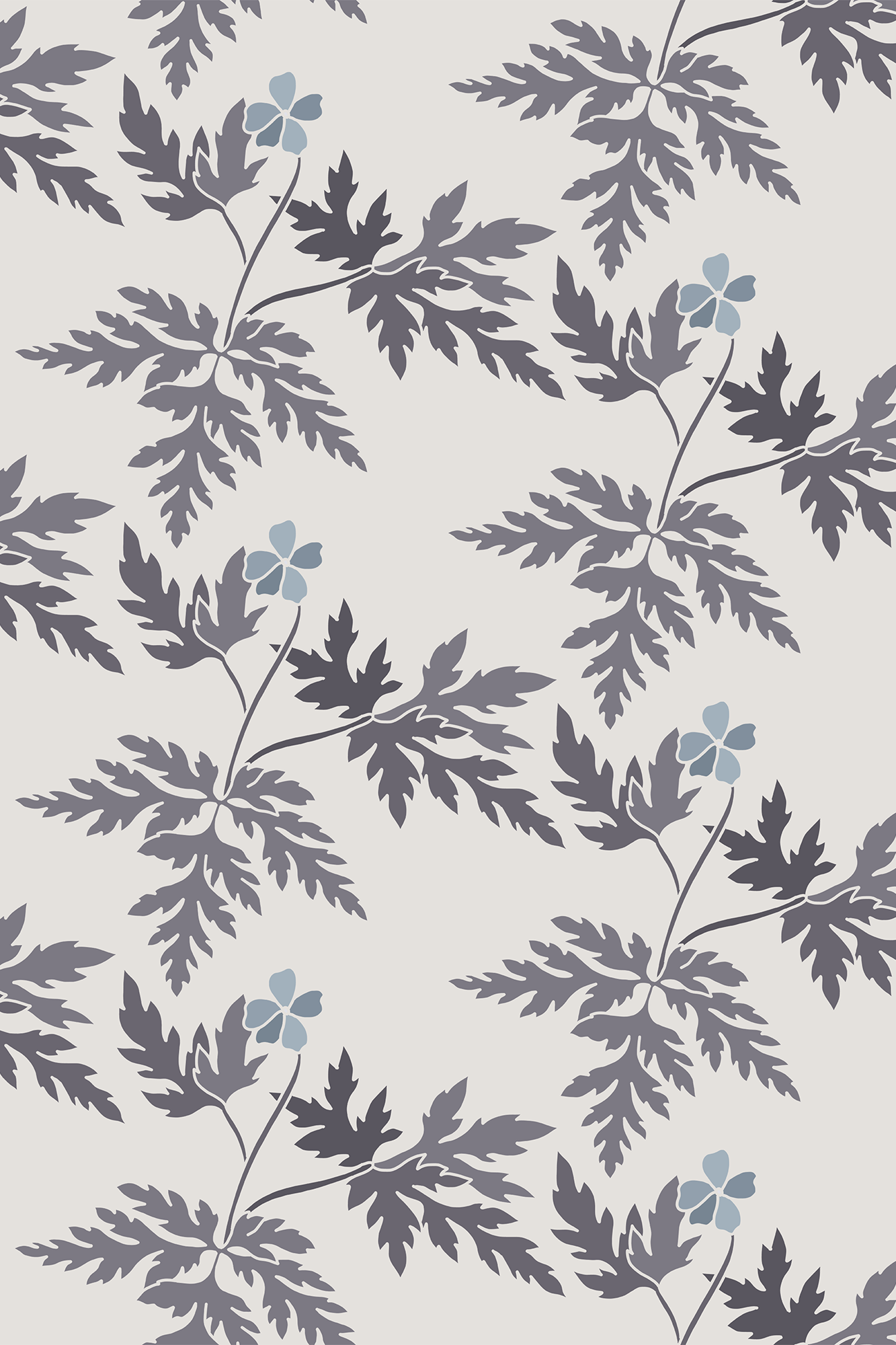 Adelaide Blue and Grey Winter Blossoms and Foliage Wallpaper - Removable Wallpaper (Peel & Stick)