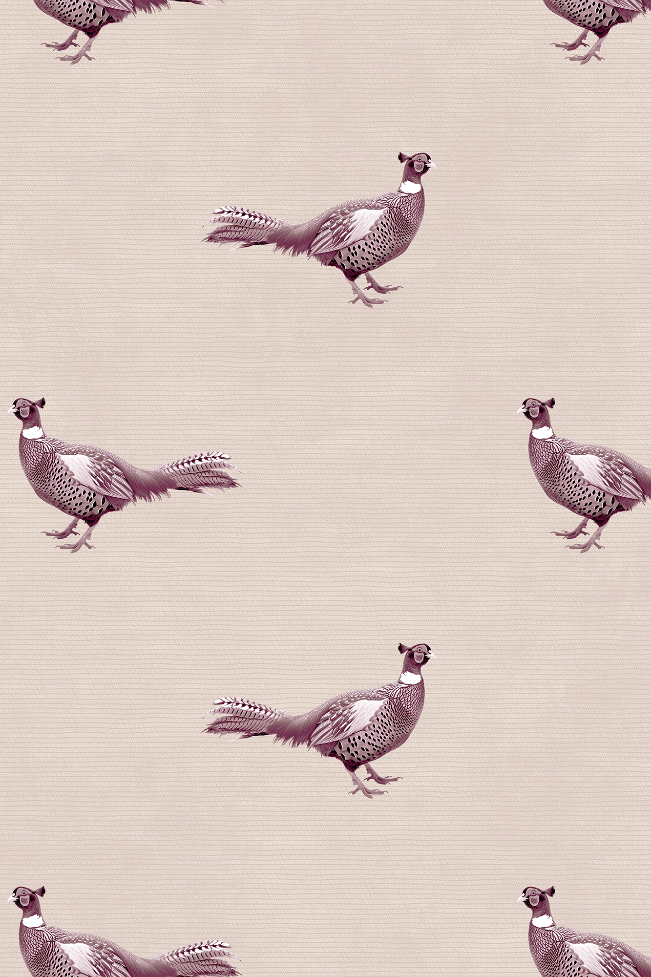 Albert Pink and White Country Pheasant Wallpaper - Removable Wallpaper (Peel & Stick)