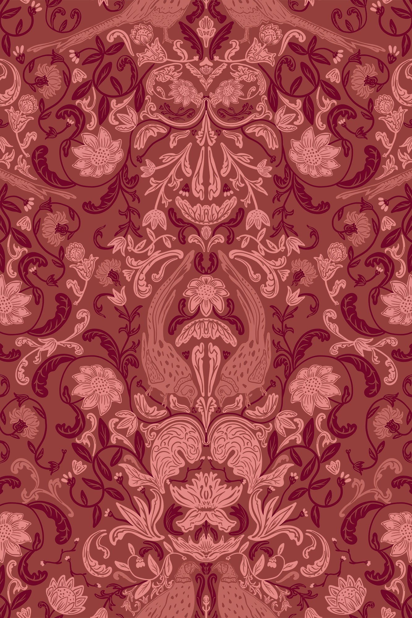 Amherst Tucson Red Pheasant Wallpaper - Removable Wallpaper (Peel & Stick)