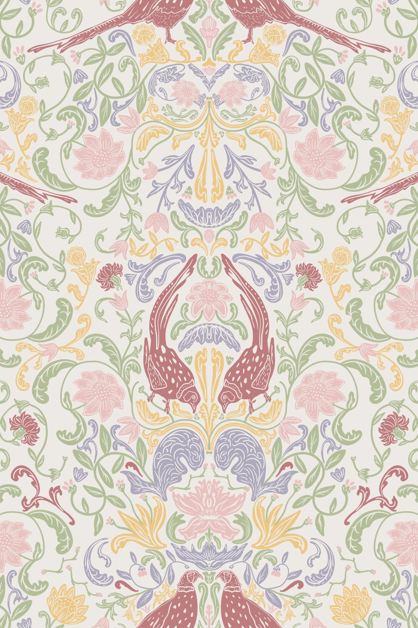 Amherst Dusty Orchid Pheasant Wallpaper - Removable Wallpaper (Peel & Stick)
