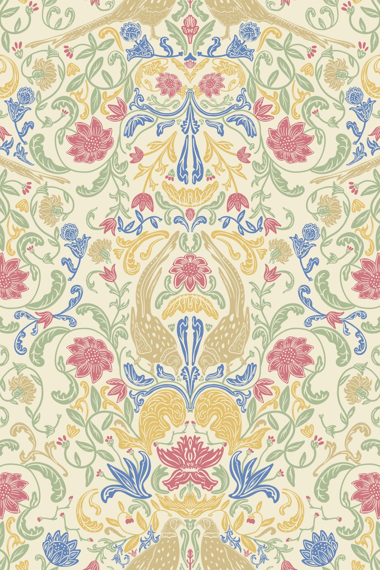 Amherst Sand Castle Pheasant Wallpaper - Removable Wallpaper (Peel & Stick)