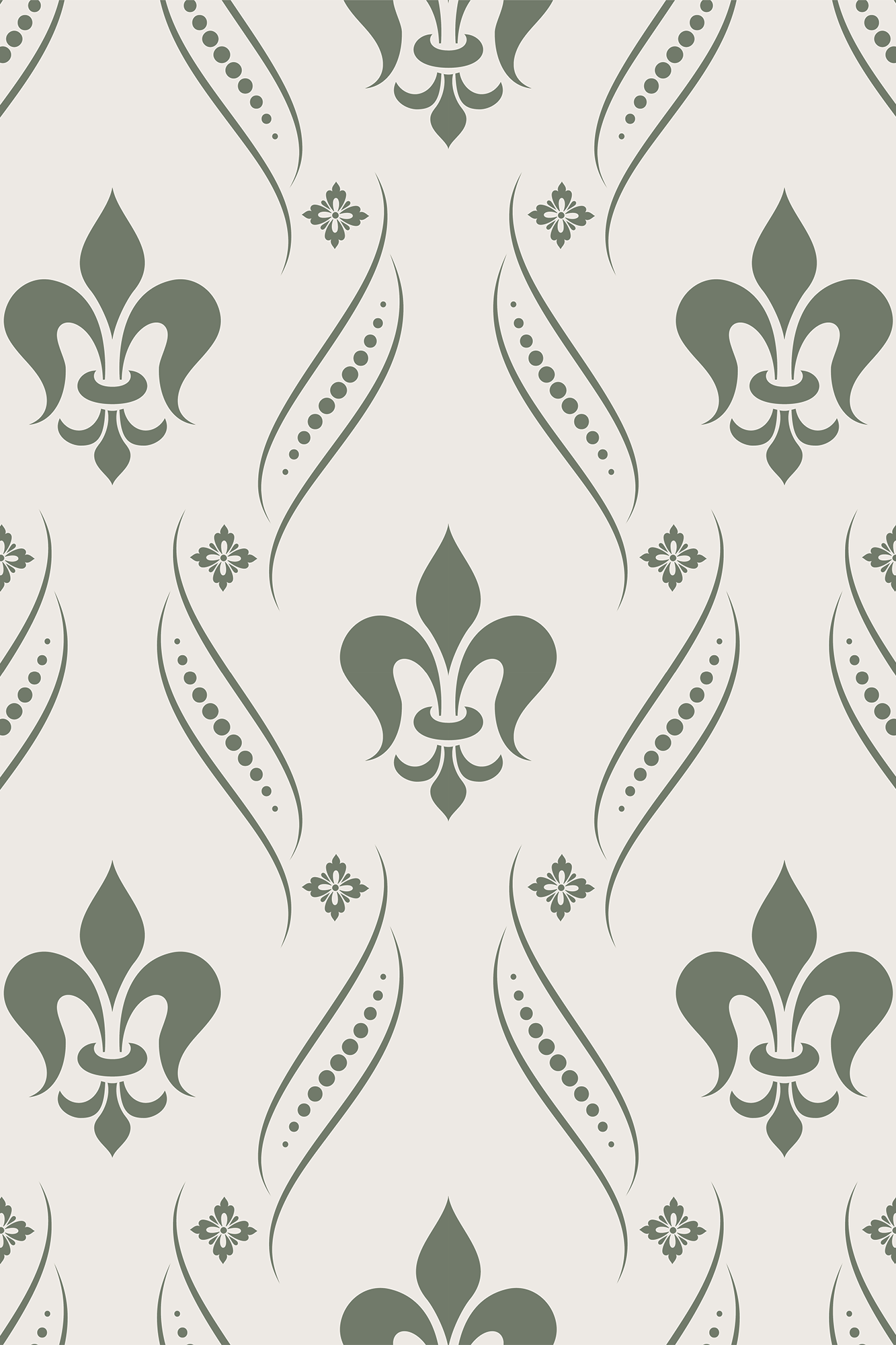 Athena Green Royal Fleur De Lys Wallpaper - Removable Wallpaper (Peel & Stick)