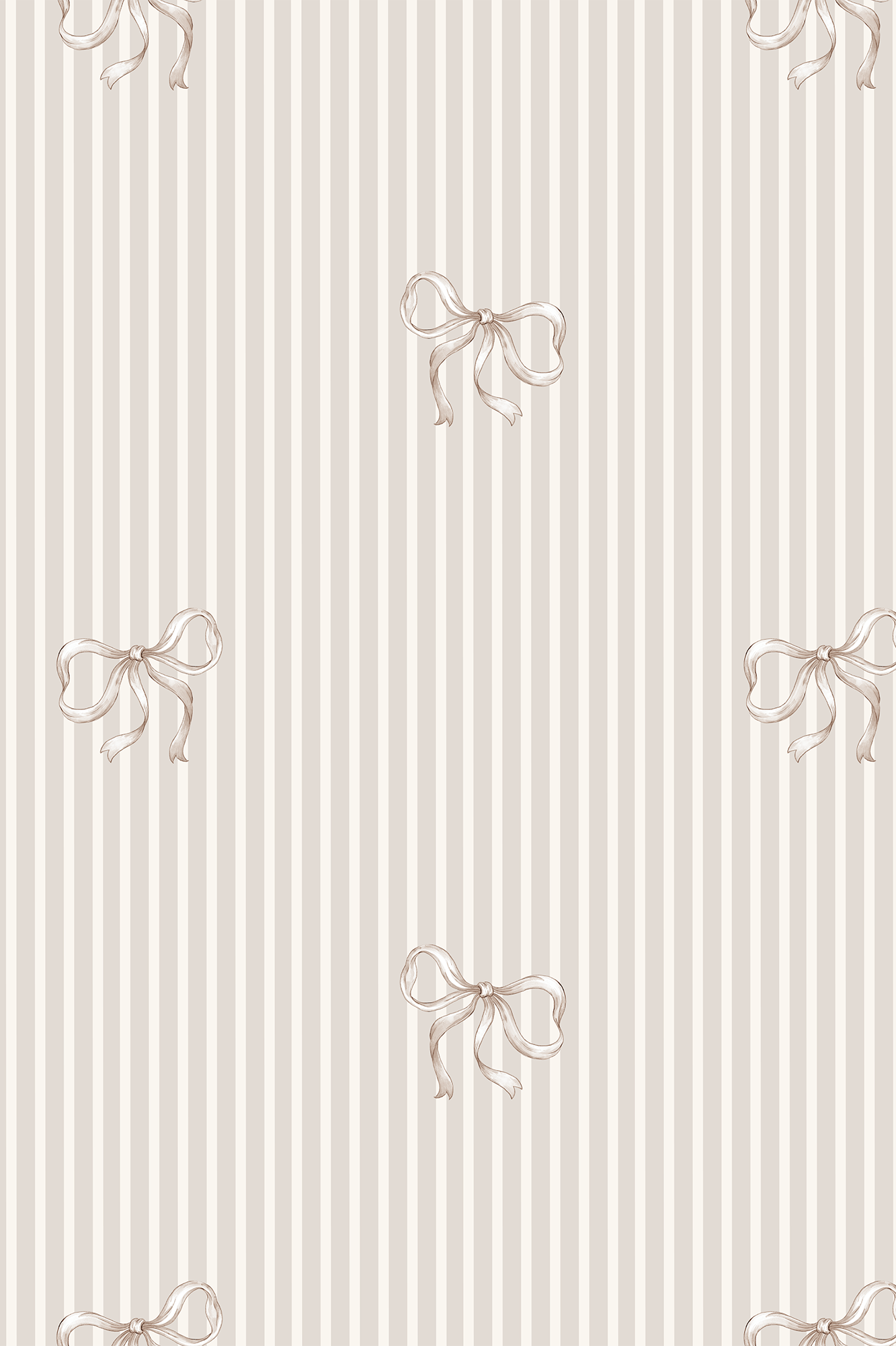 Adele Beige Heritage Bows Pinstripe Wallpaper - Removable Wallpaper (Peel & Stick)