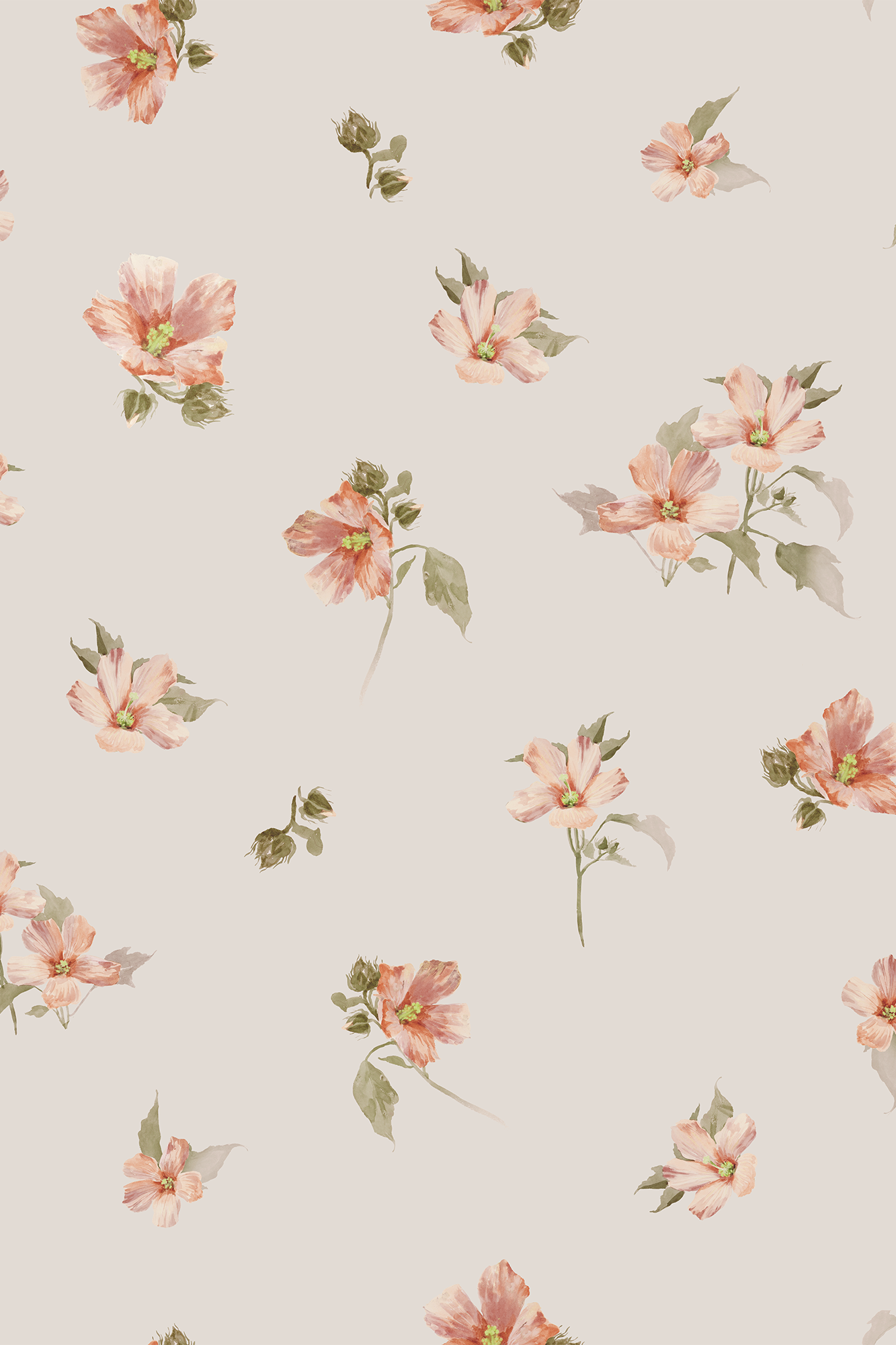 Adelia Warm Neutral Ditsy Floral Wallpaper - Removable Wallpaper (Peel & Stick)