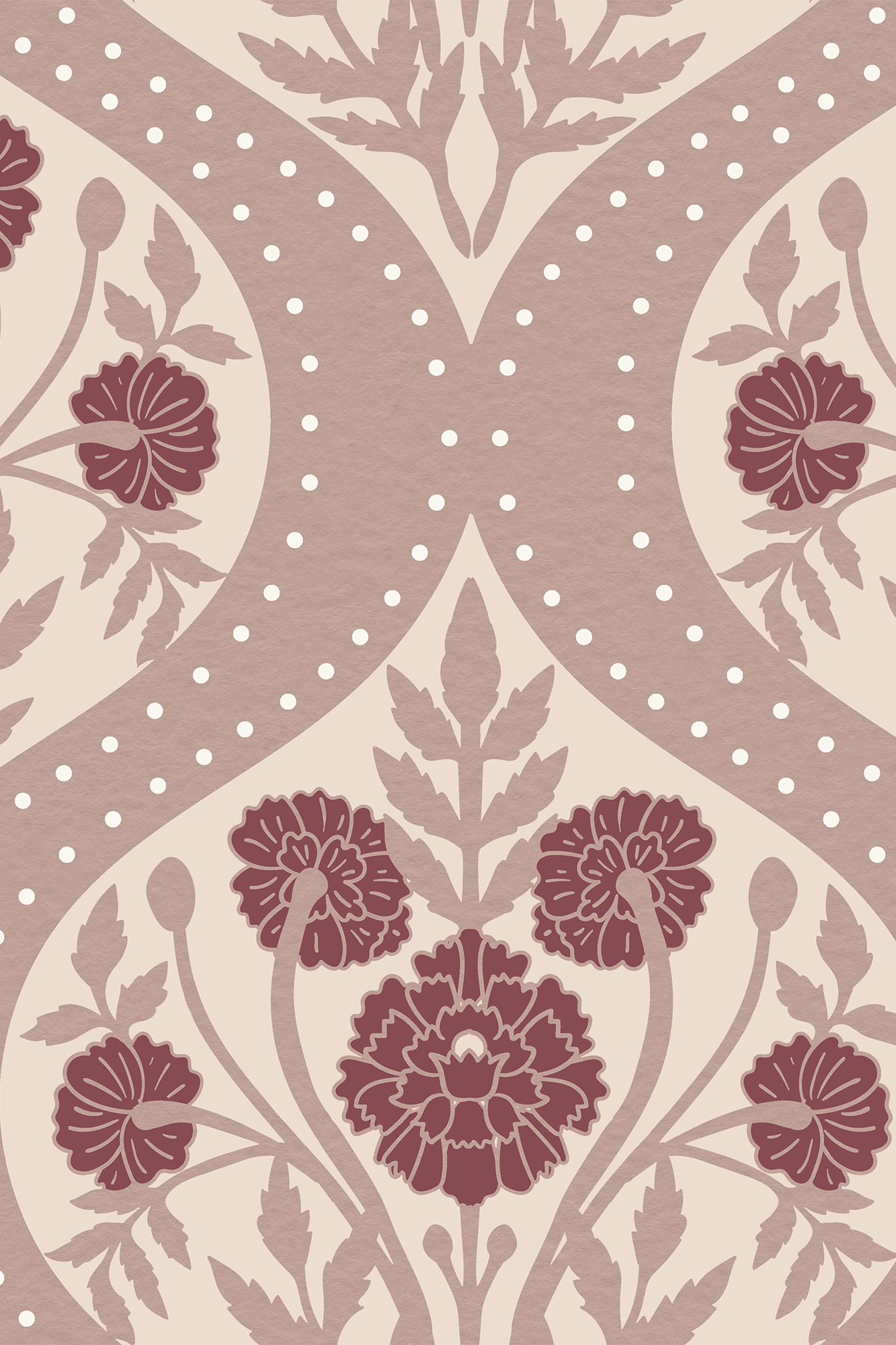 Ambrose Pink and Red Grand Floral Garden Trellis Wallpaper - Removable Wallpaper (Peel & Stick)