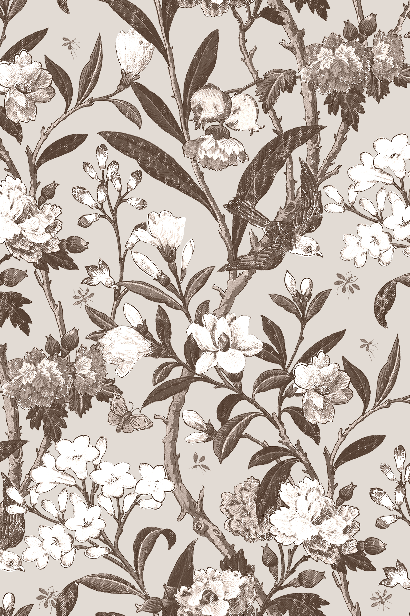 Amelia Neutral Elegant Botanical Floral Wallpaper - Removable Wallpaper (Peel & Stick)