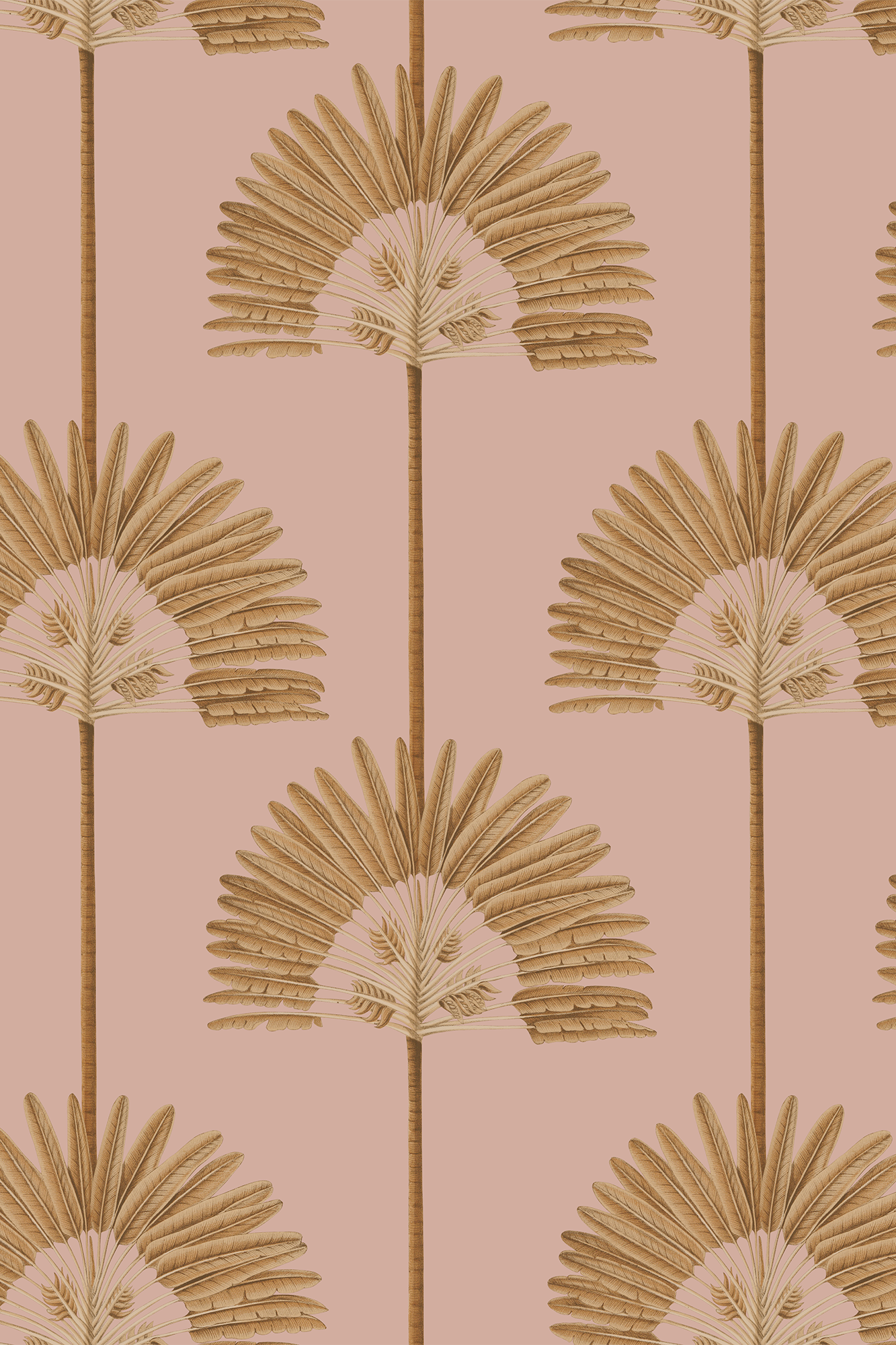 Augusta Golden Luxurious Palm Tree Patterned Wallpaper - Removable Wallpaper (Peel & Stick)