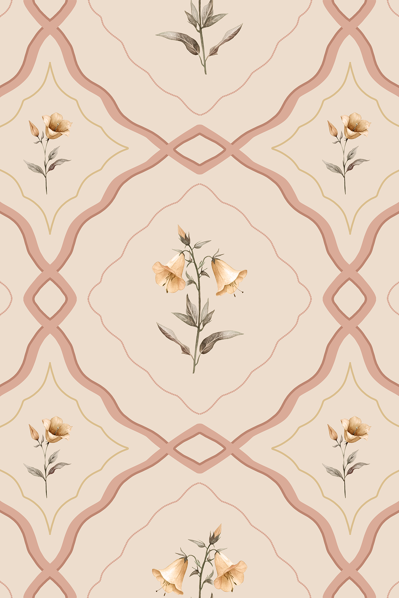 Belle Posy Elegant Bluebell Trellis Wallpaper - Removable Wallpaper (Peel & Stick)