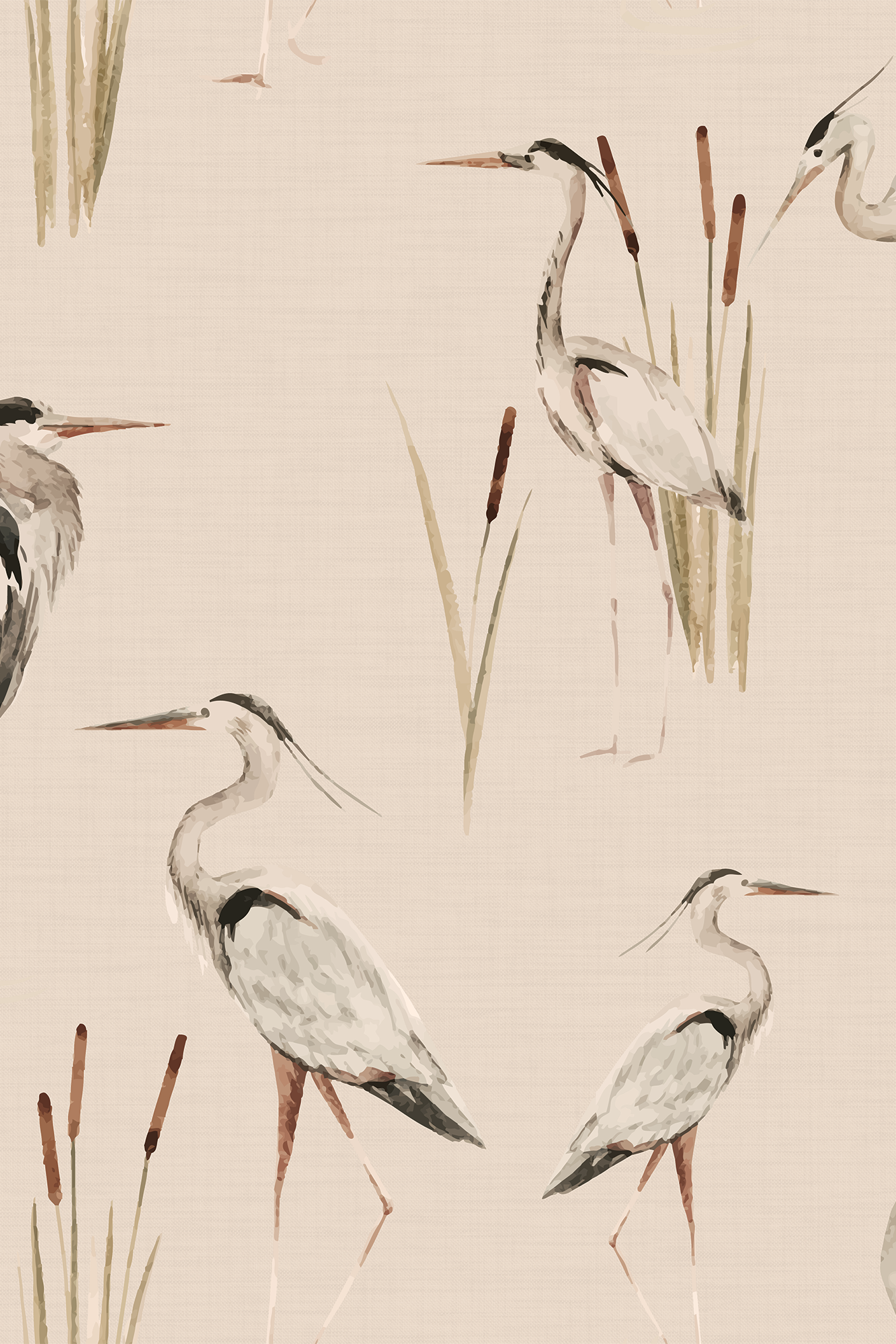 Brook Warm Vintage Riverside Heron Wallpaper - Removable Wallpaper (Peel & Stick)