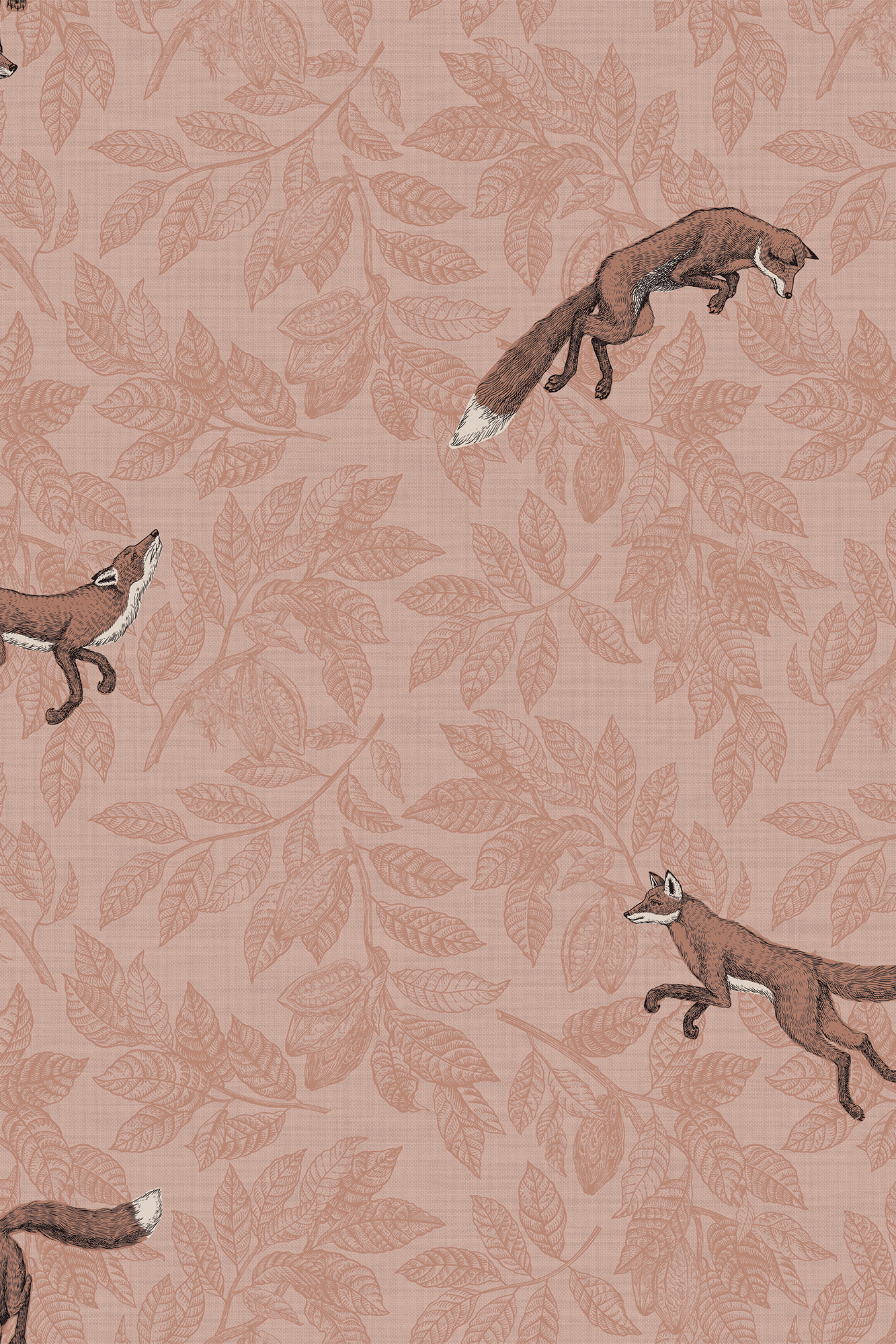 Felix Tuscany Woodland Foxes and Leaves Wallpaper - Removable Wallpaper (Peel & Stick)