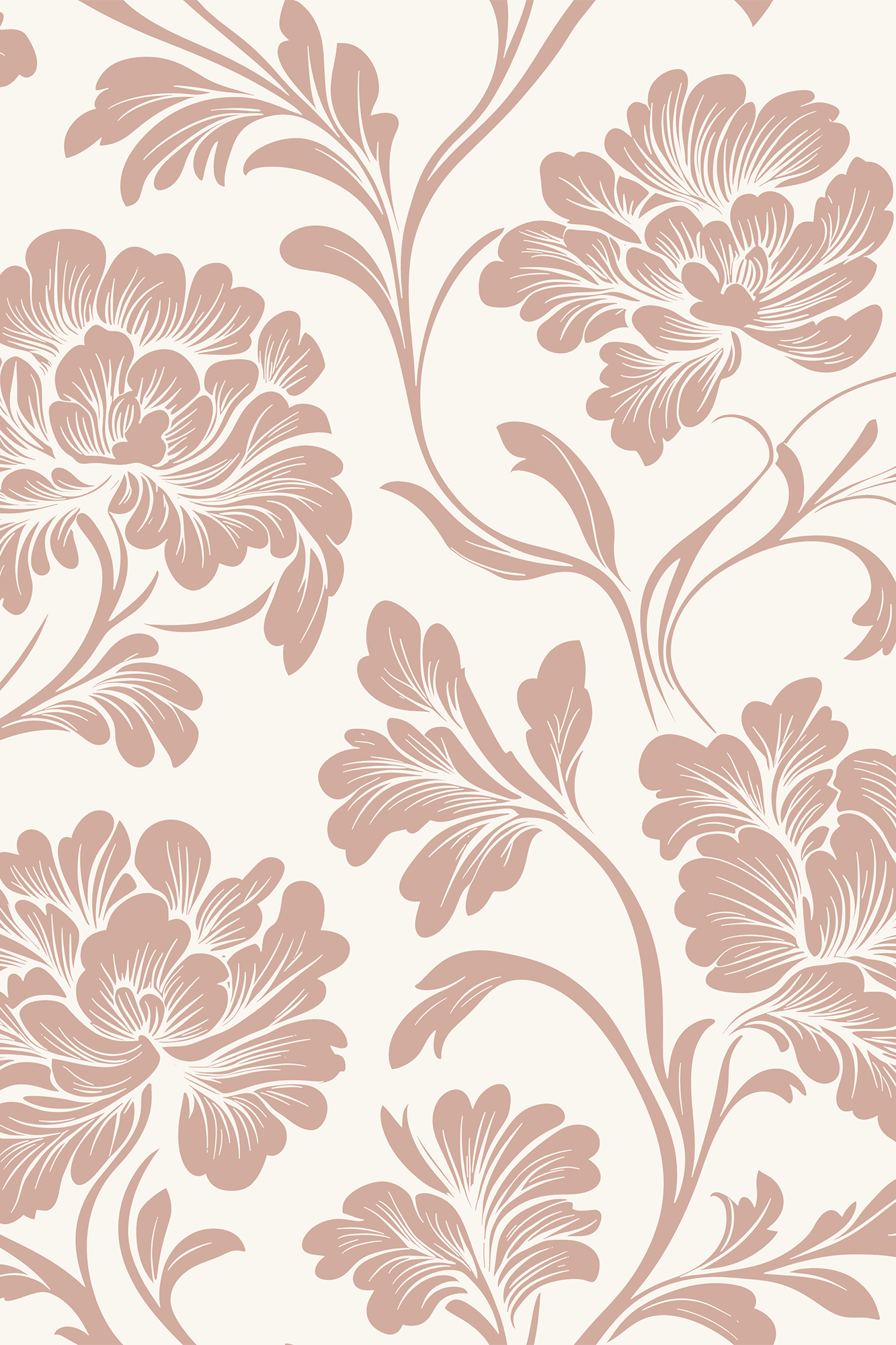 Floss Tuscany Block Print Floral Trail Wallpaper - Traditional Wallpaper (Paste-the-Wall)