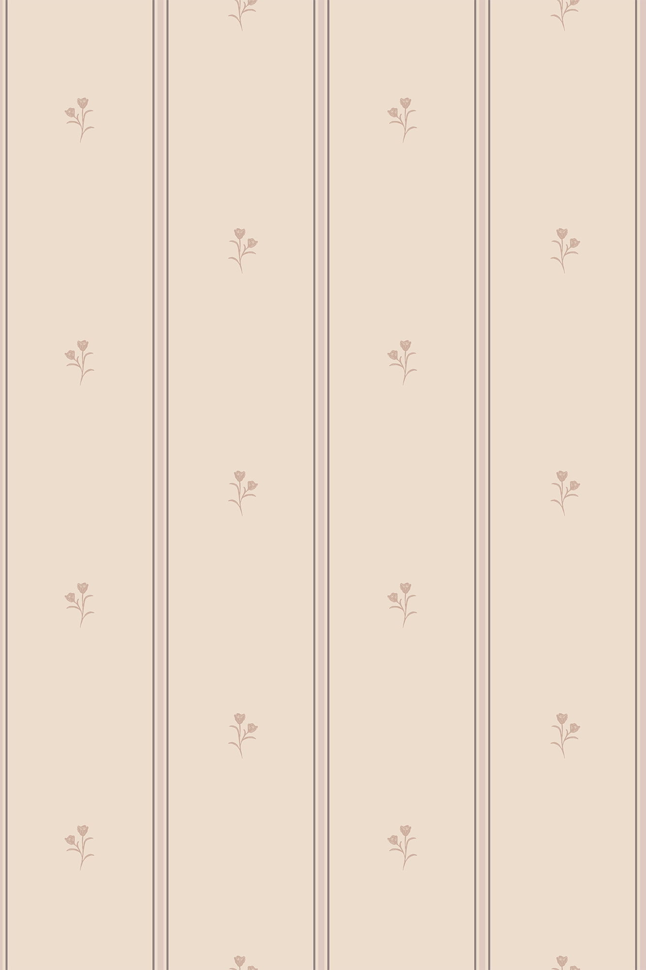 Hester Neutral Vintage Floral Striped Wallpaper - Removable Wallpaper (Peel & Stick)
