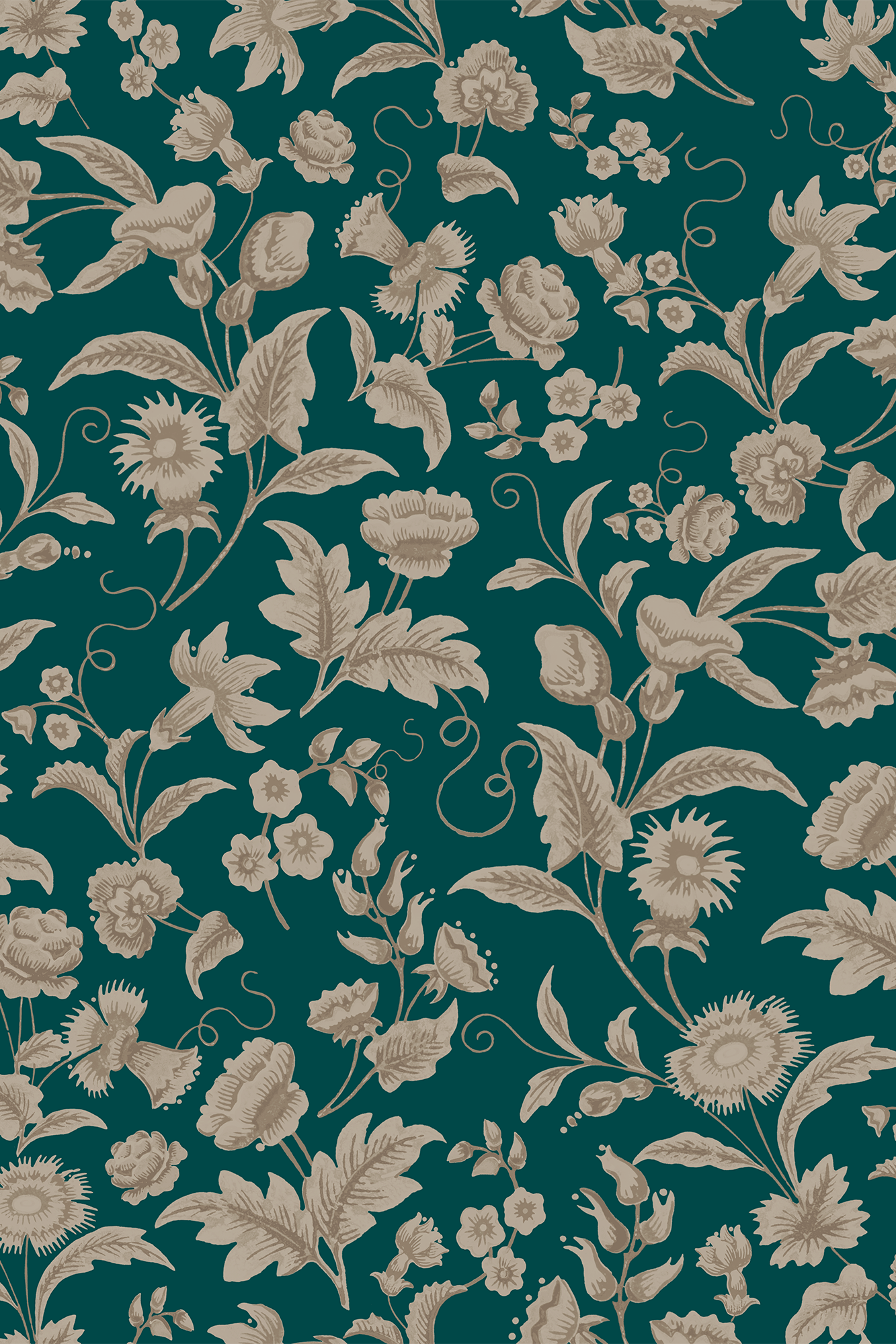 Jasmine Neutral Floral Chinoiserie Inspired Wallpaper - Removable Wallpaper (Peel & Stick)
