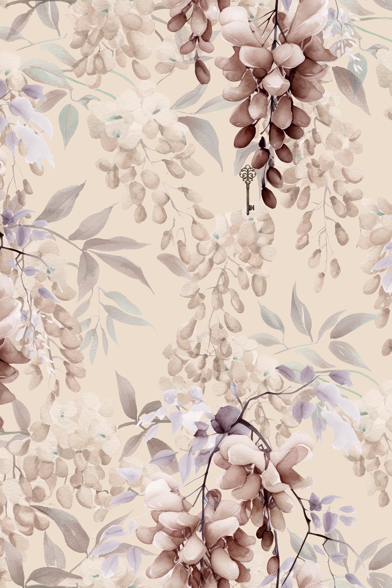 Juliet Neutral Wisteria Garden Wallpaper - Removable Wallpaper (Peel & Stick)