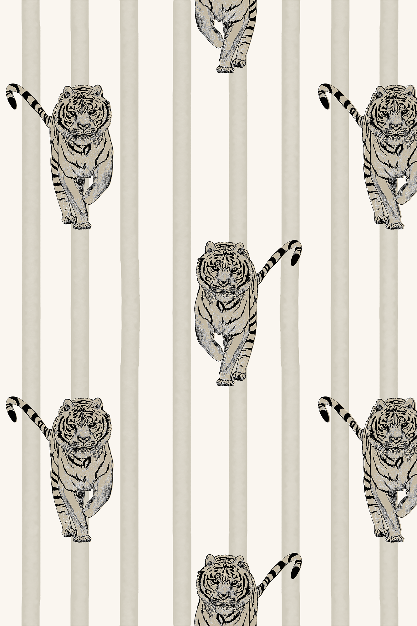 Lula Neutral Majestic Tiger Stripe Wallpaper - Removable Wallpaper (Peel & Stick)