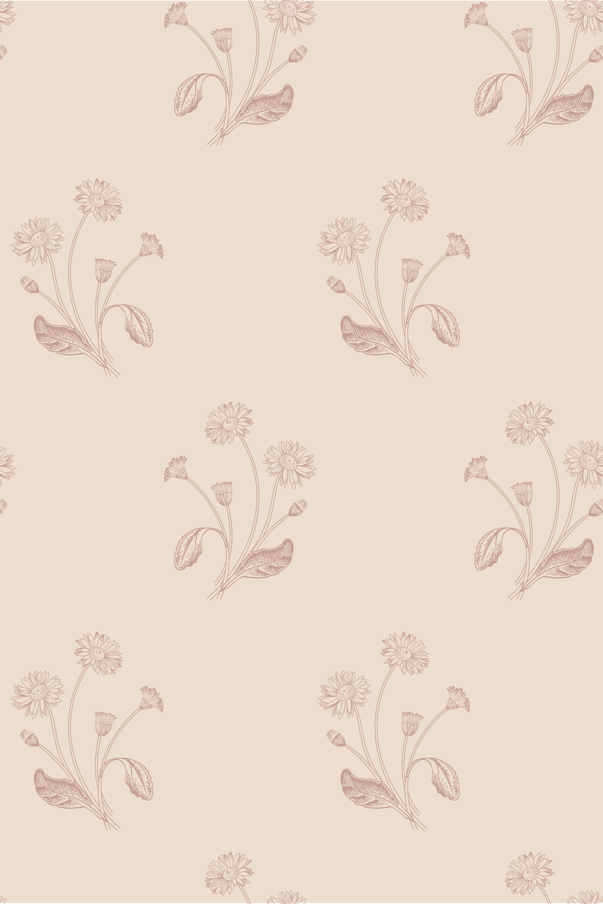 Maggie Dusky Pink Daisy Cluster Repeat Wallpaper - Removable Wallpaper (Peel & Stick)