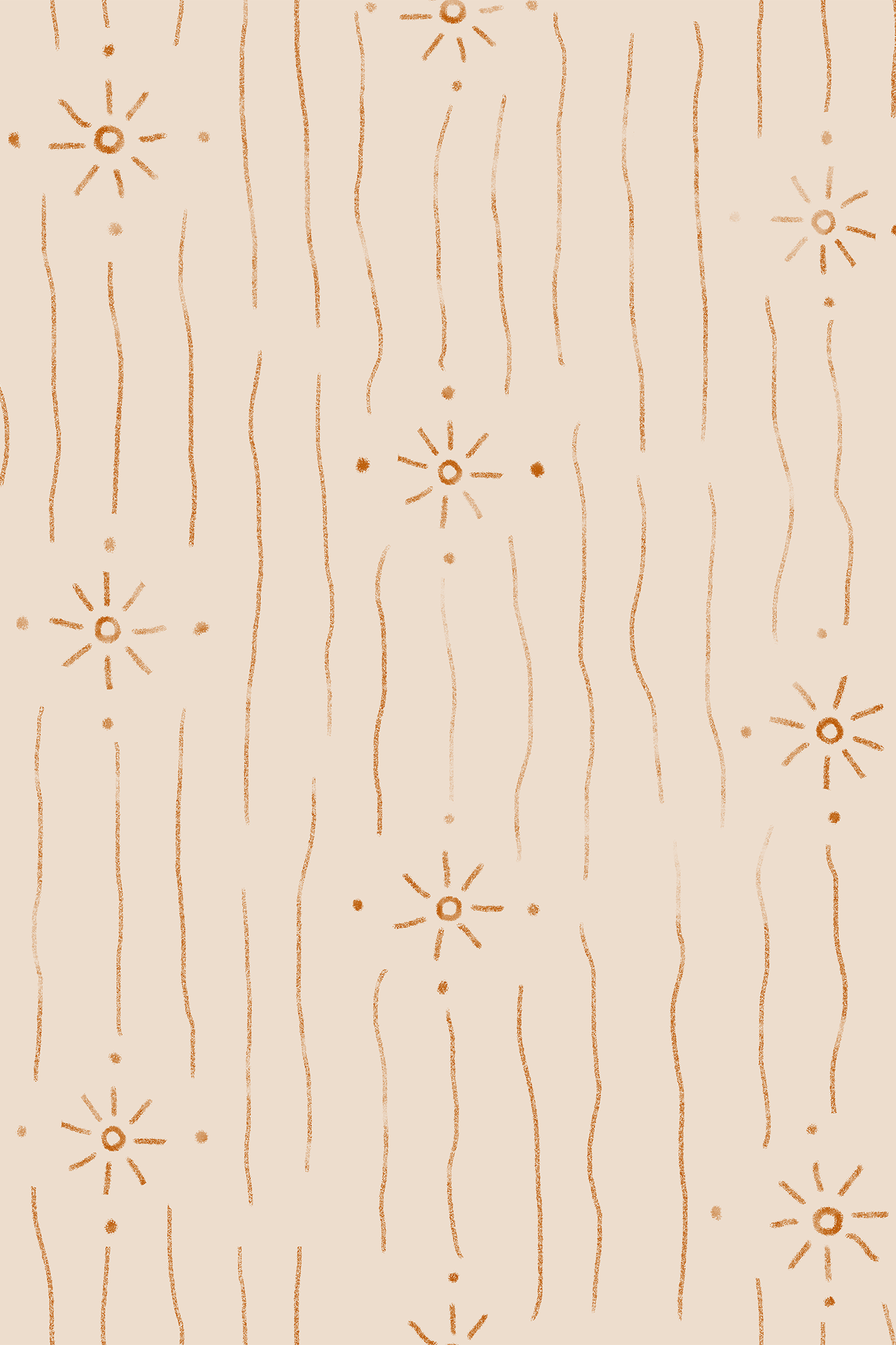 Mallory Orange Vintage Ditsy Sunbursts Wallpaper - Removable Wallpaper (Peel & Stick)