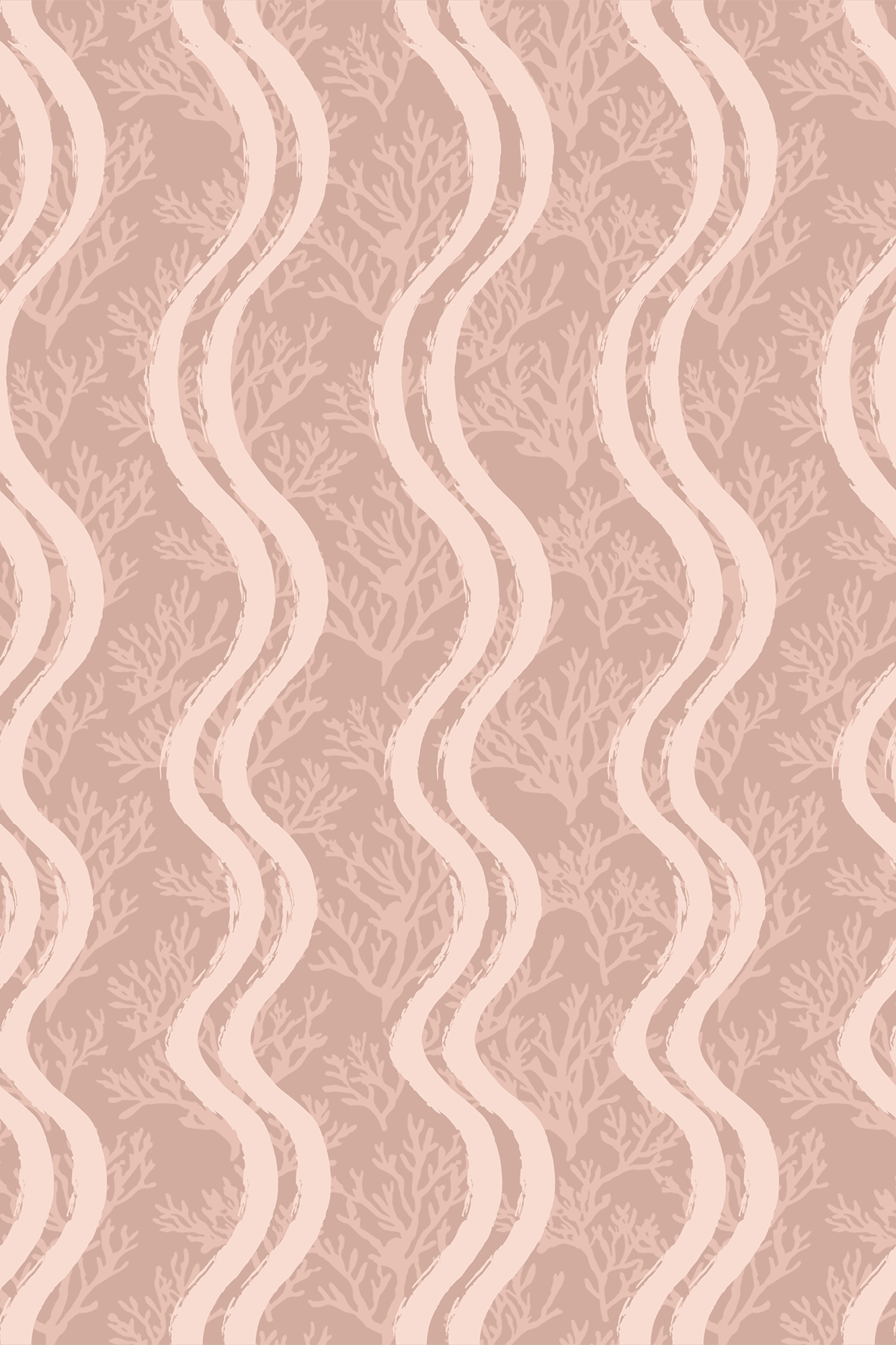 Marina Peach Coral Wave Stripe Wallpaper - Removable Wallpaper (Peel & Stick)