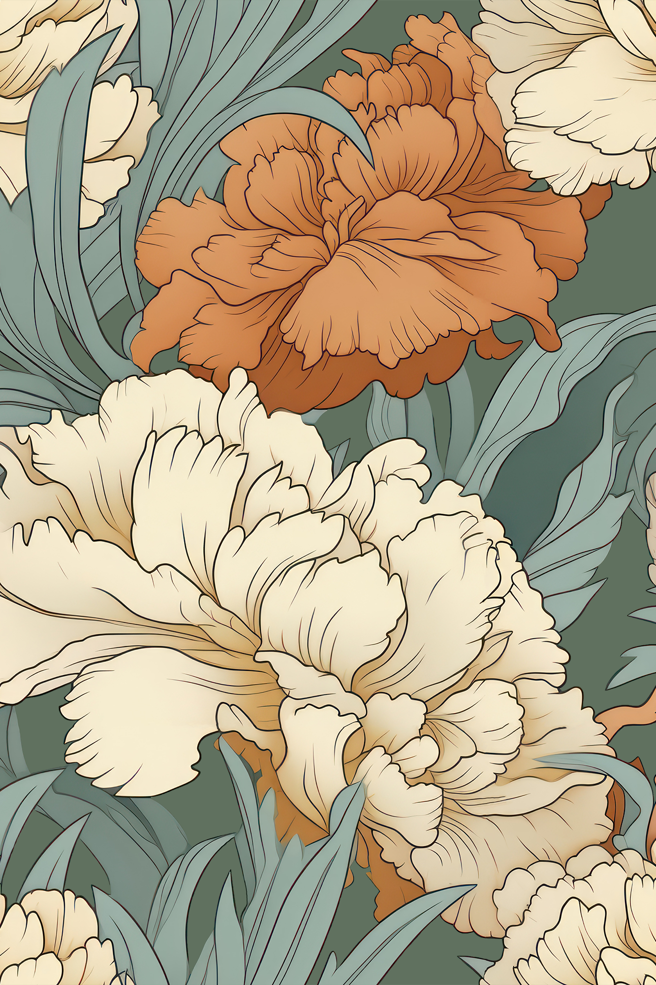 Ophelia Yellow and Orange Blooming Floral Carnations Wallpaper - Removable Wallpaper (Peel & Stick)