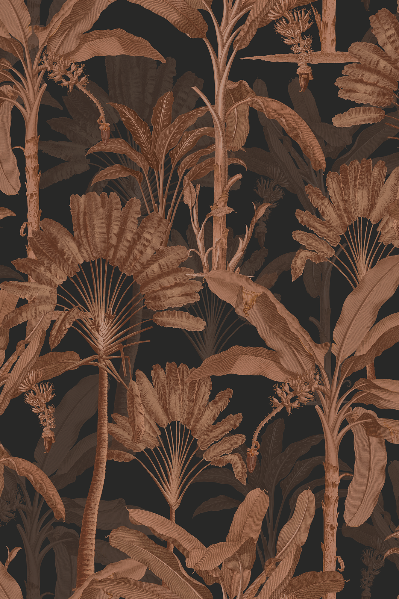 Otto Orange Tropical Foliage Patterned Wallpaper - Removable Wallpaper (Peel & Stick)