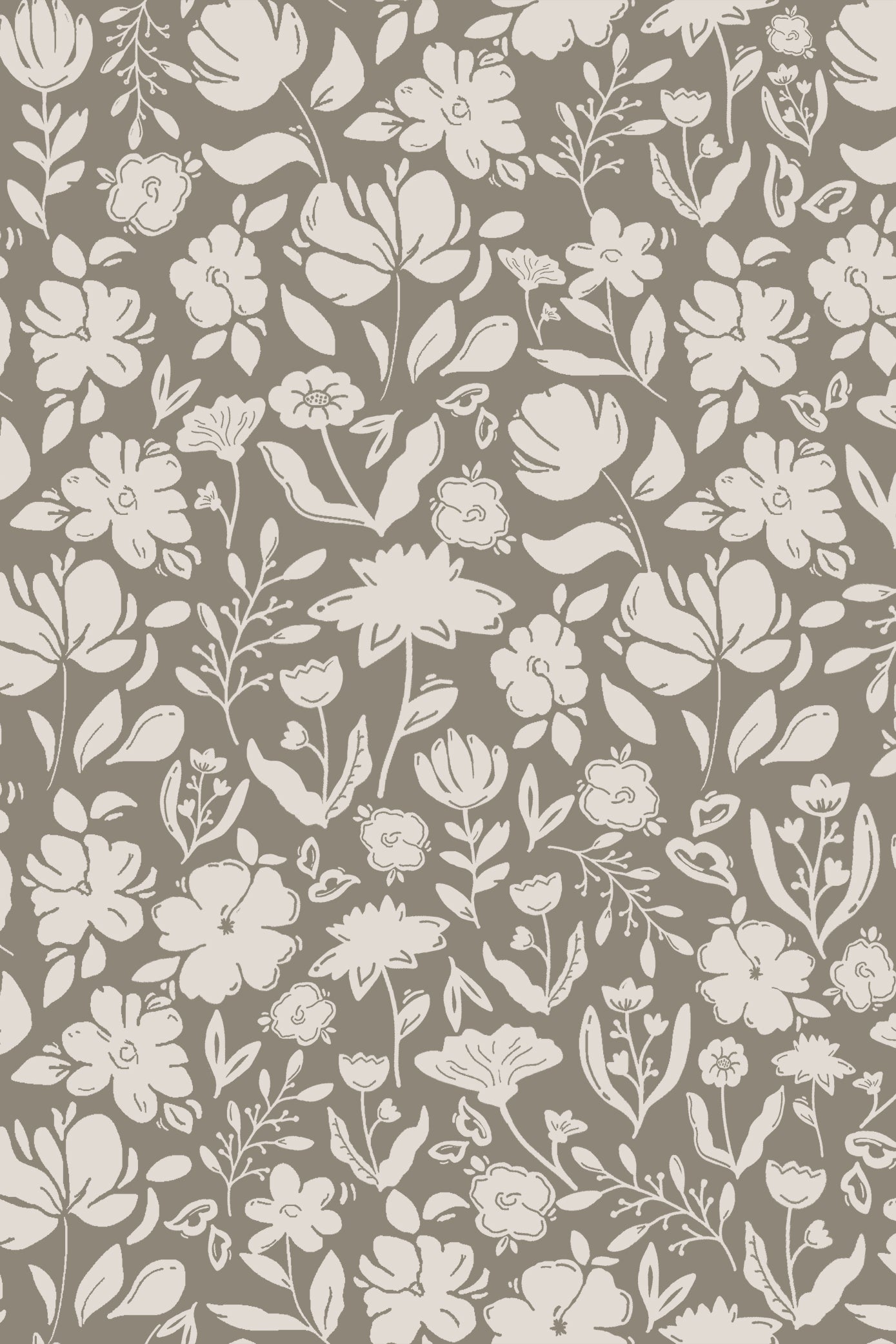 Primmy Neutral Brown English Primrose Pattern Wallpaper - Removable Wallpaper (Peel & Stick)