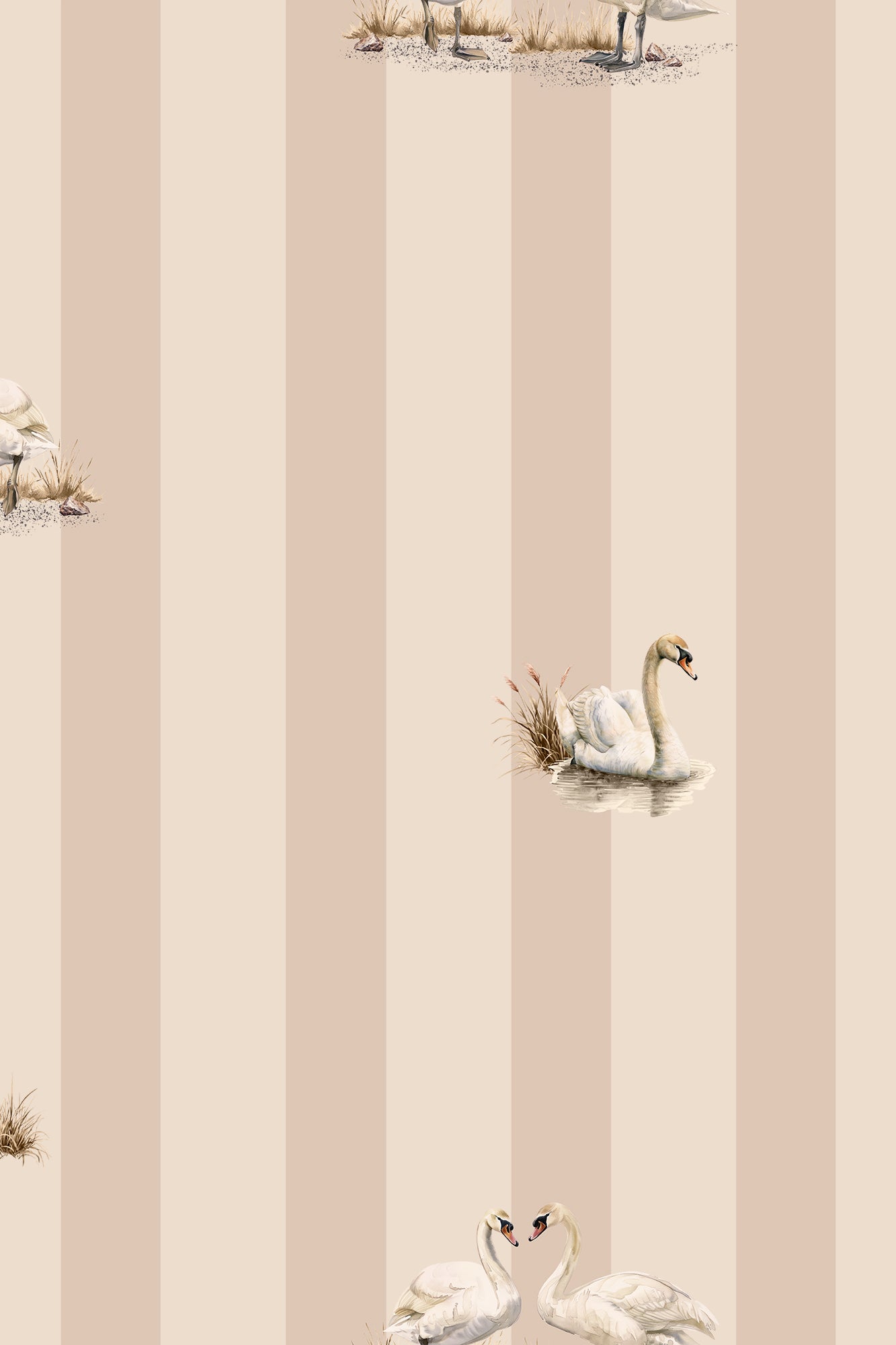 Sadie Dusky Pink Swan Striped Wallpaper - Removable Wallpaper (Peel & Stick)