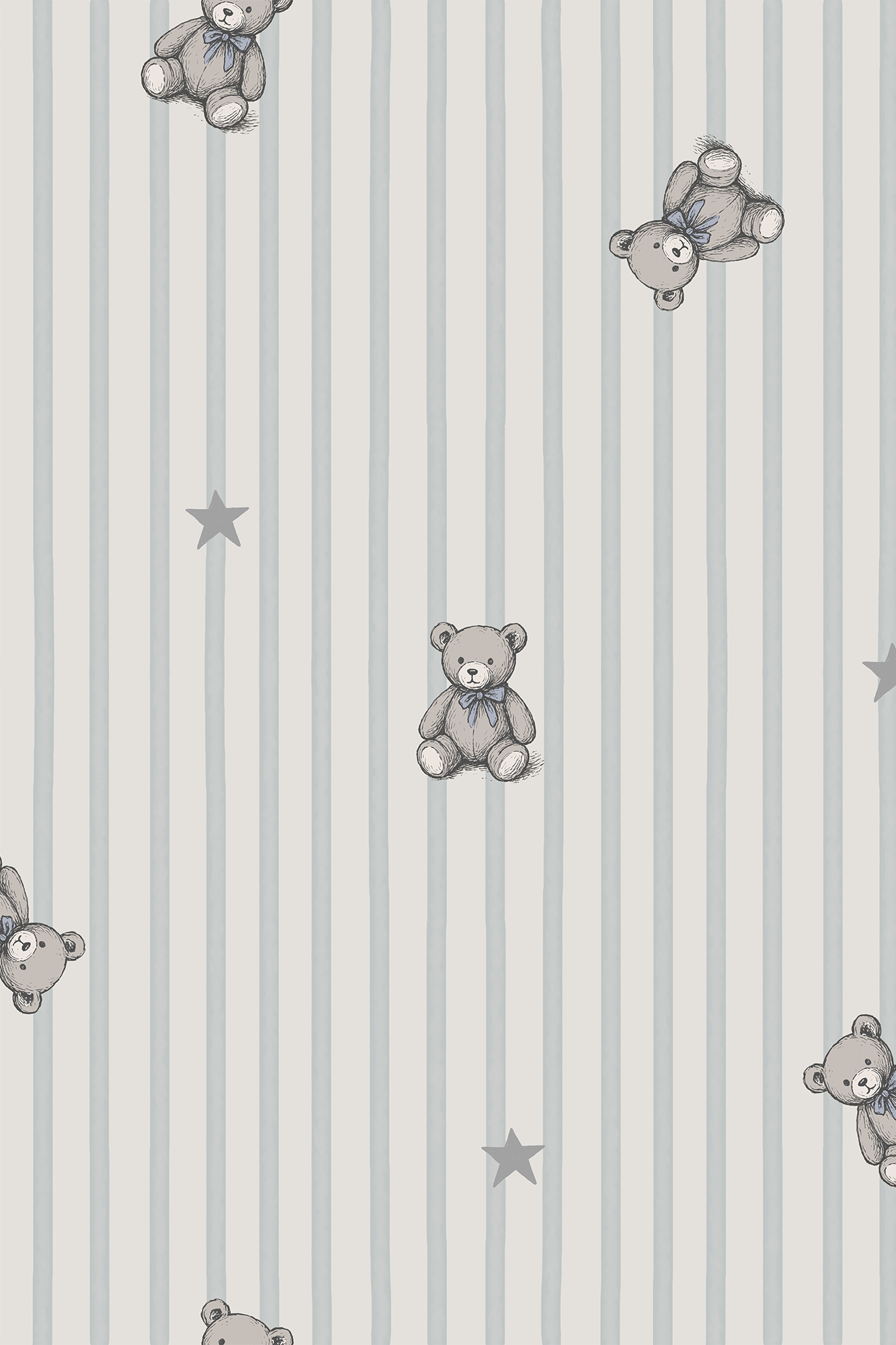 Barney Blue Teddy Bear Striped Wallpaper - Removable Wallpaper (Peel & Stick)