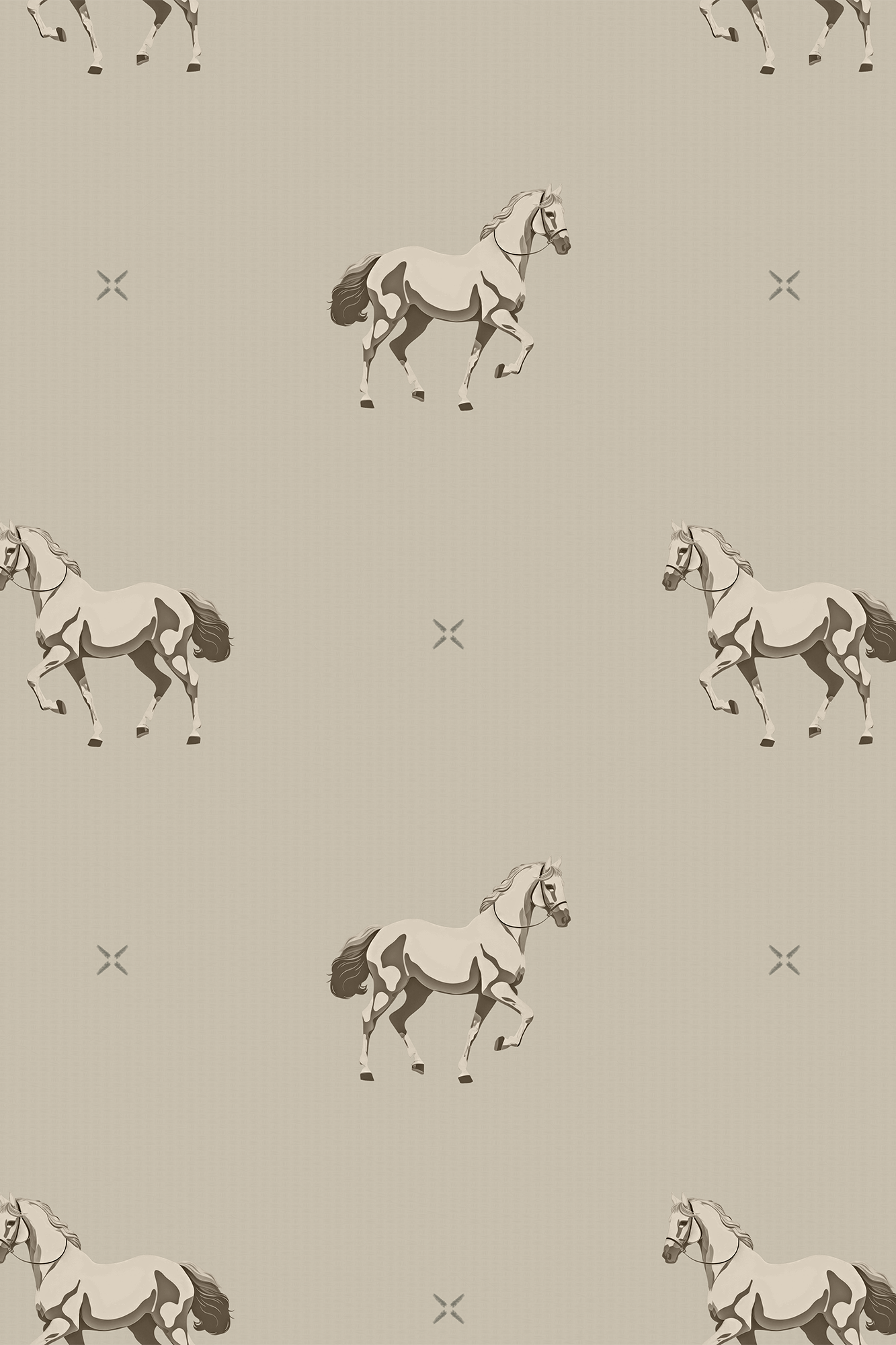 Beau Beige Royal Stallion Wallpaper - Removable Wallpaper (Peel & Stick)