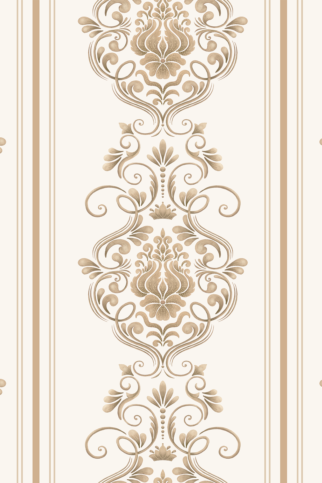 Catherine Golden Yellow Classic Vintage Damask Stripe Wallpaper - Removable Wallpaper (Peel & Stick)