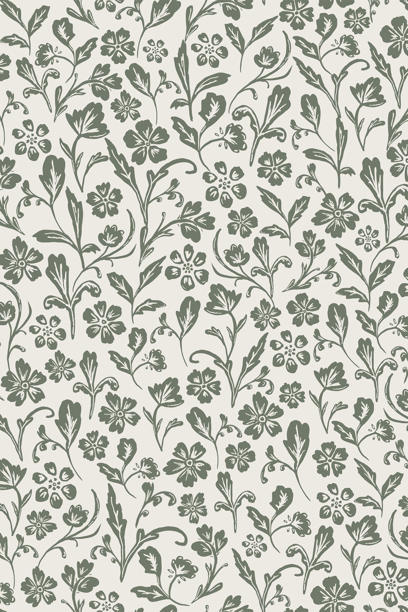 Cecilia Green Mini Floral Wallpaper - Removable Wallpaper (Peel & Stick)