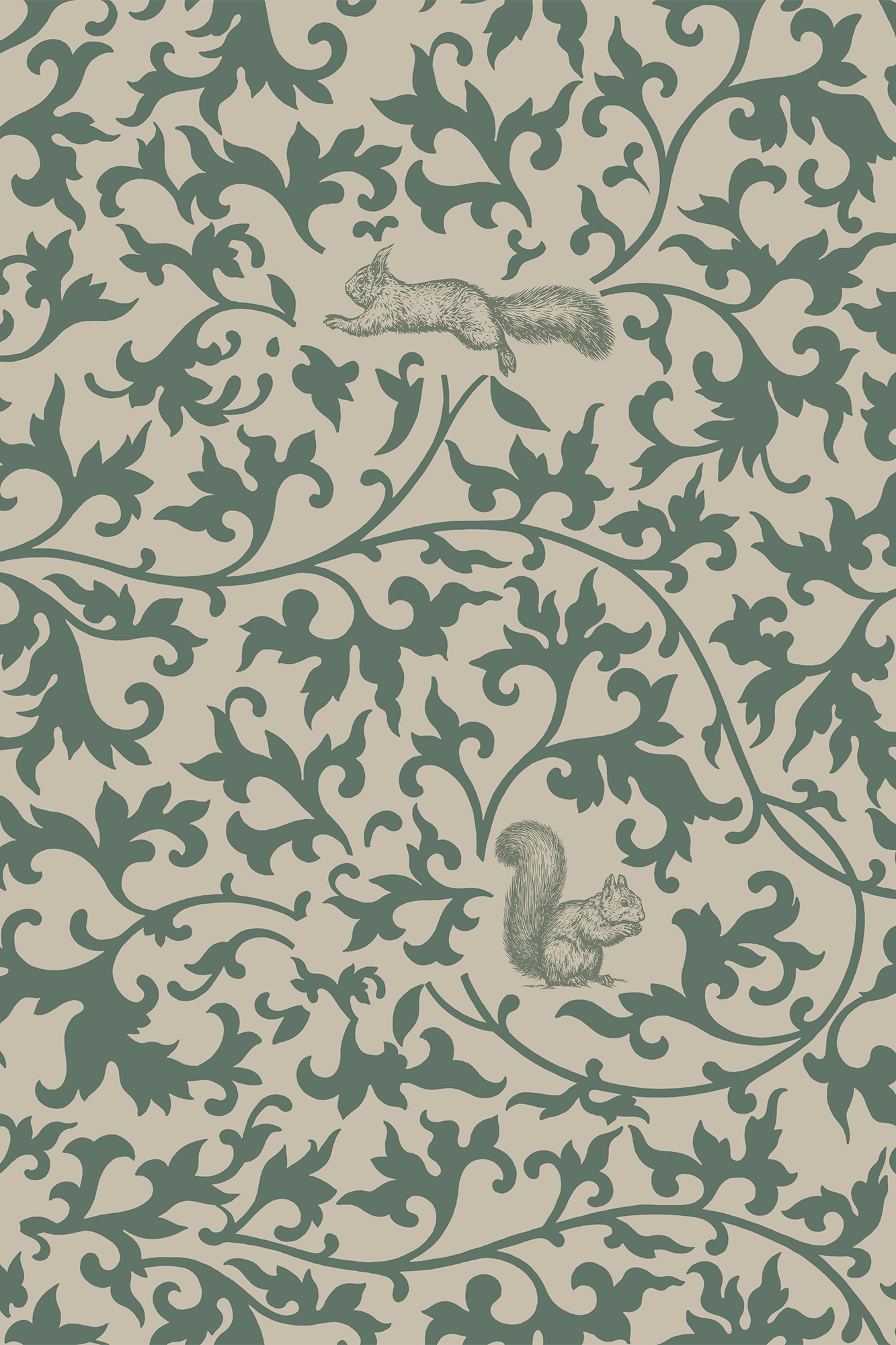 Charles Green Vintage Squirrel Trail Wallpaper - Removable Wallpaper (Peel & Stick)