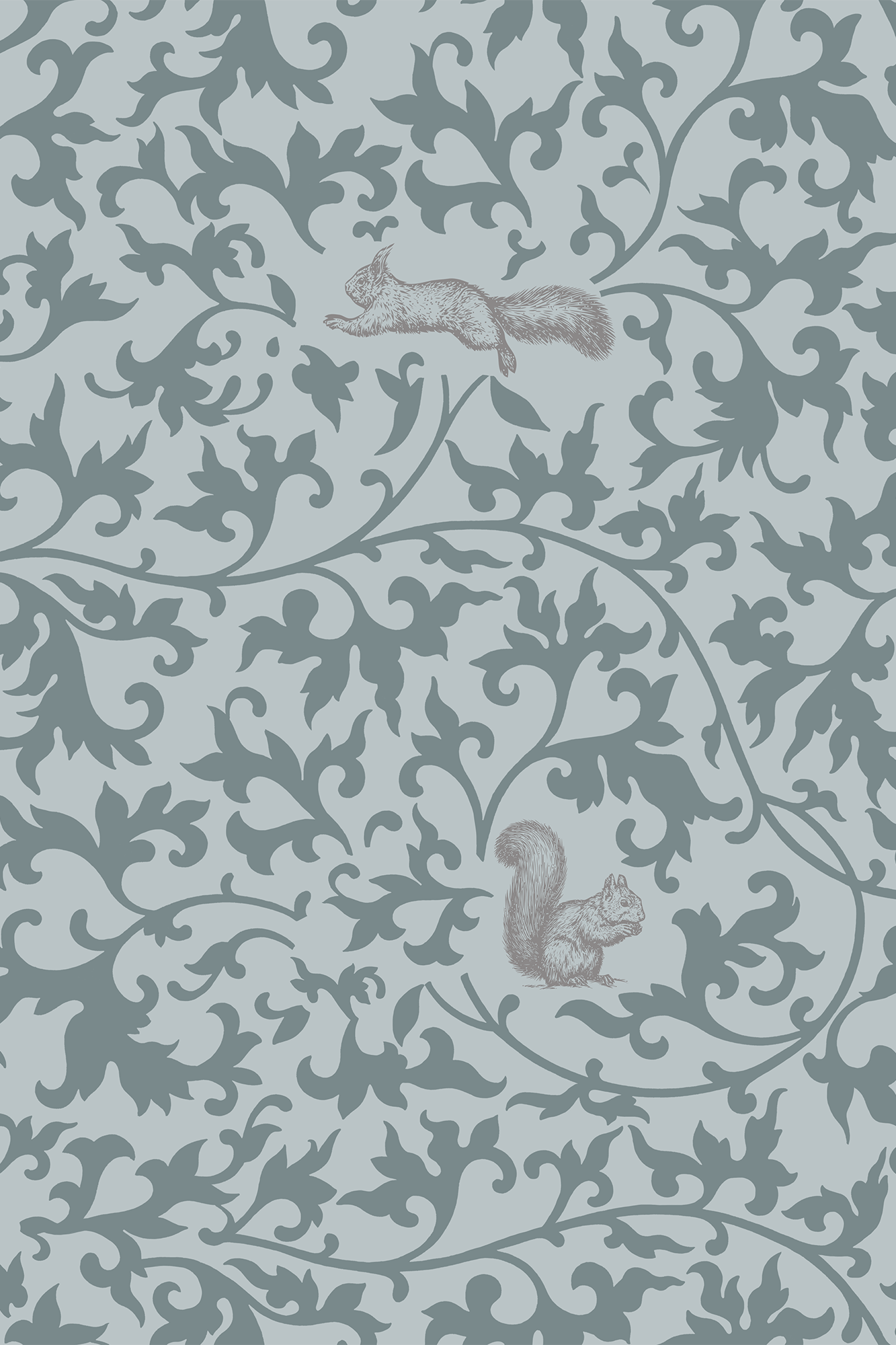Charles Blue Vintage Squirrel Trail Wallpaper - Removable Wallpaper (Peel & Stick)