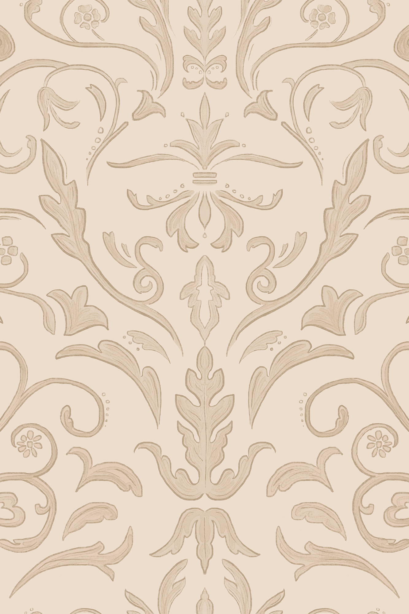 Cressida Cream Vintage Regal Damask Wallpaper - Removable Wallpaper (Peel & Stick)
