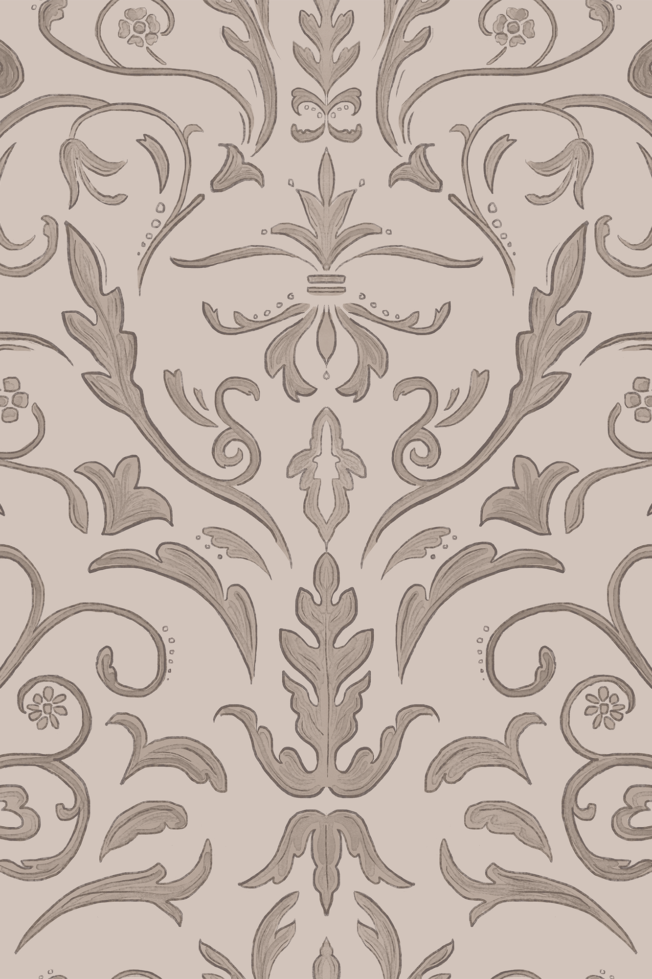 Cressida Brown Vintage Regal Damask Wallpaper - Removable Wallpaper (Peel & Stick)
