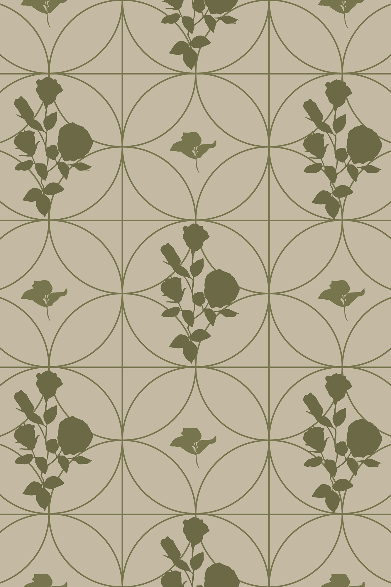 Daphne Green Romantic Cut Out Blossoms Wallpaper - Removable Wallpaper (Peel & Stick)