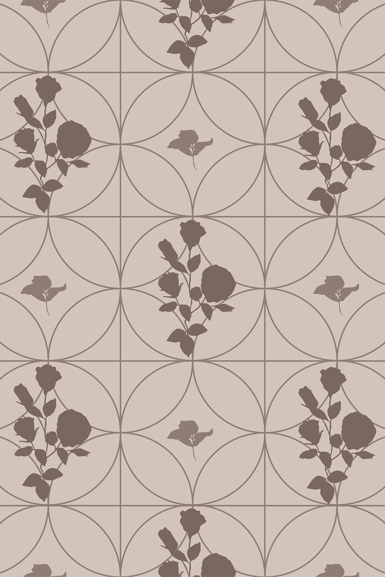 Daphne Brown Romantic Cut Out Blossoms Wallpaper - Traditional Wallpaper (Paste-the-Wall)