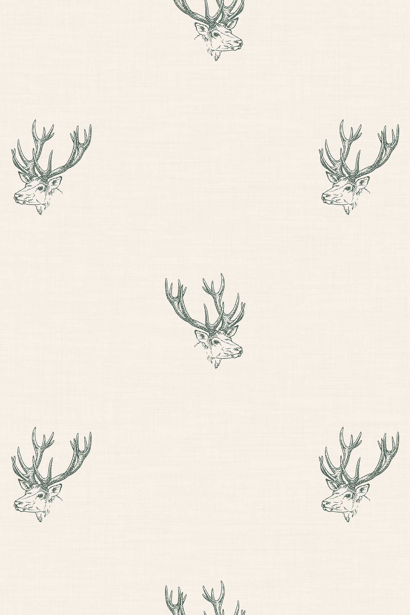Darla Green Textured Stag Head Wallpaper - Removable Wallpaper (Peel & Stick)