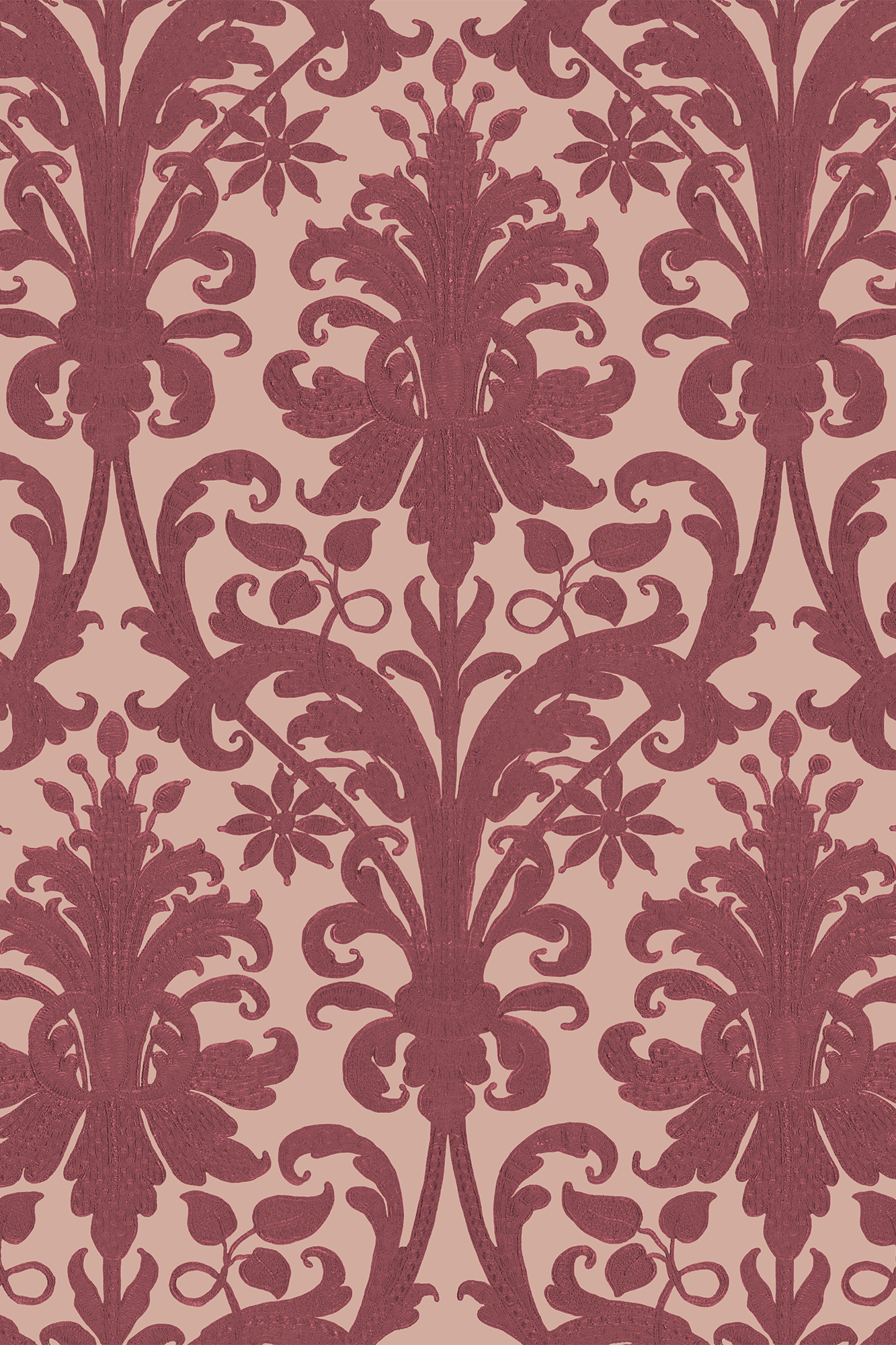 Diana Red Tapestry Effect Royal Damask Wallpaper - Traditional Wallpaper (Paste-the-Wall)