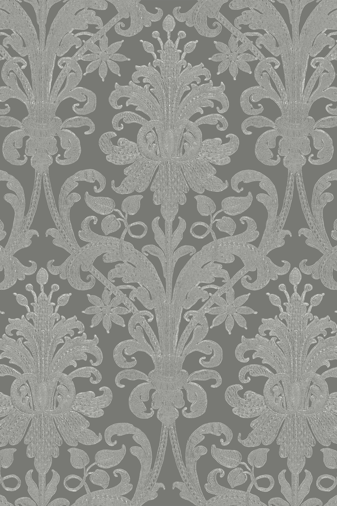 Diana Ice Blue Tapestry Effect Royal Damask Wallpaper - Traditional Wallpaper (Paste-the-Wall)