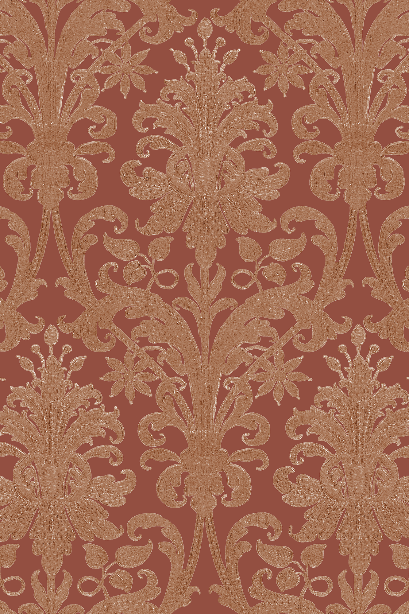 Diana Orange Tapestry Effect Royal Damask Wallpaper - Traditional Wallpaper (Paste-the-Wall)