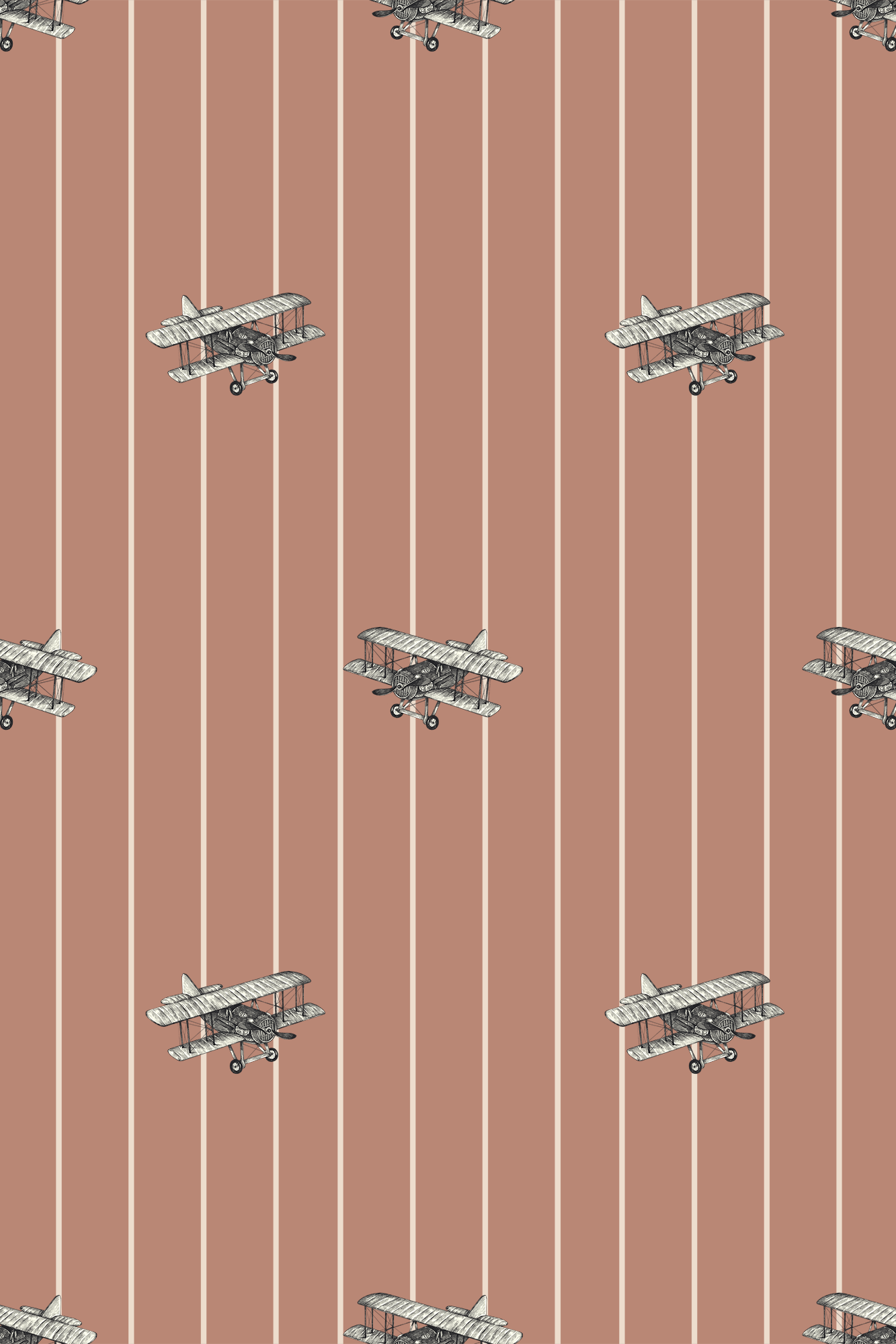 Earl Cream Vintage Hand Drawn Airplanes Wallpaper - Removable Wallpaper (Peel & Stick)
