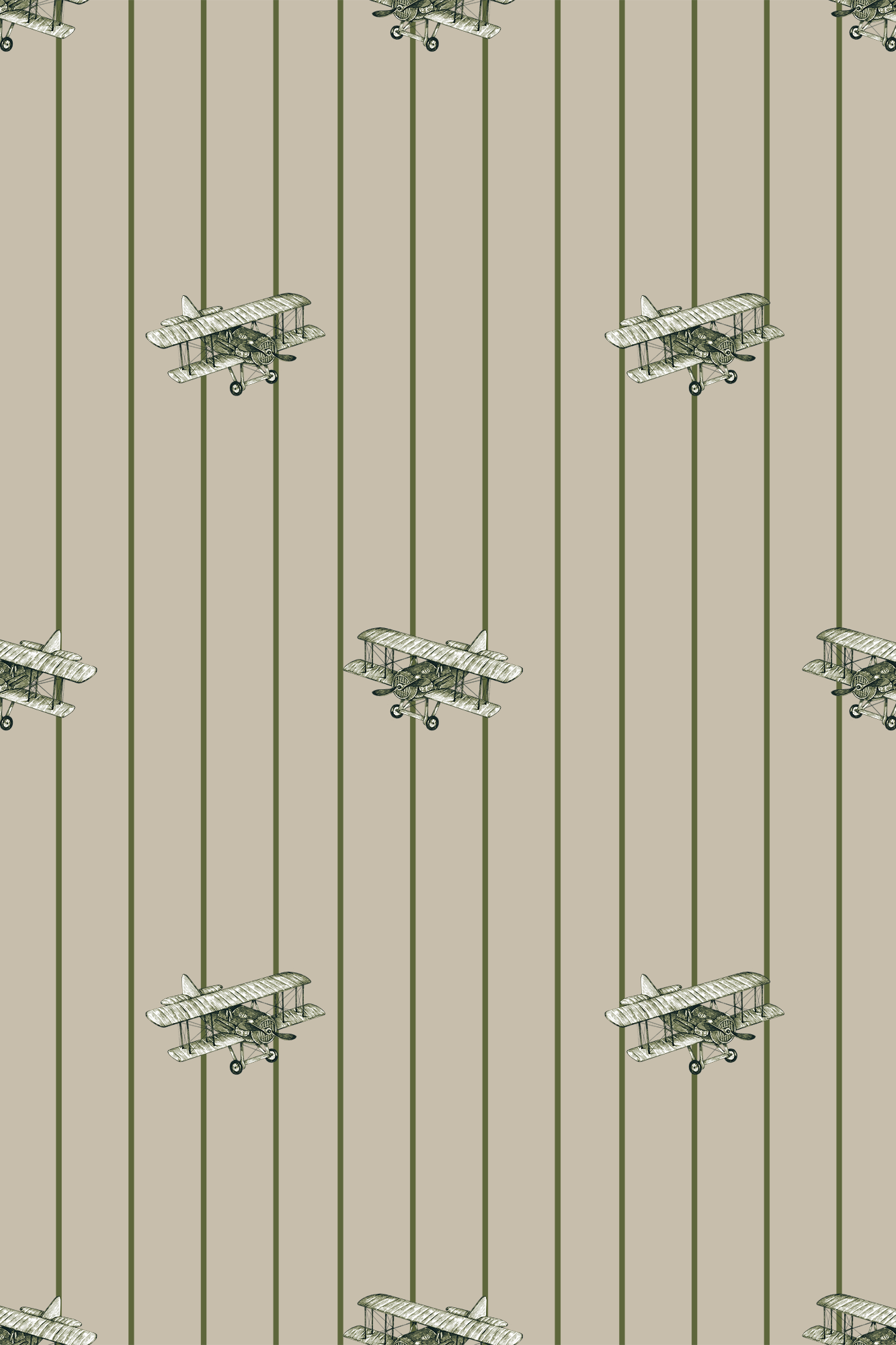 Earl Green Vintage Hand Drawn Airplanes Wallpaper - Removable Wallpaper (Peel & Stick)