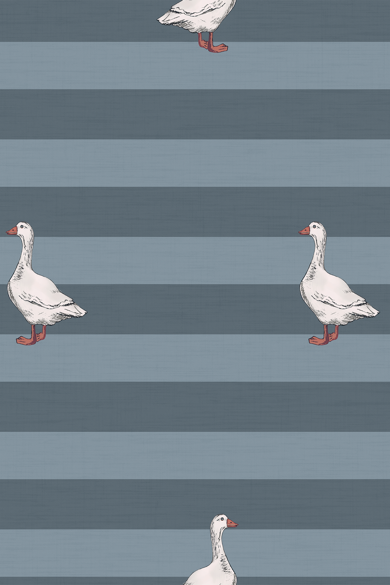 Edward Blue Textured Horizontal Striped Geese Wallpaper - Removable Wallpaper (Peel & Stick)