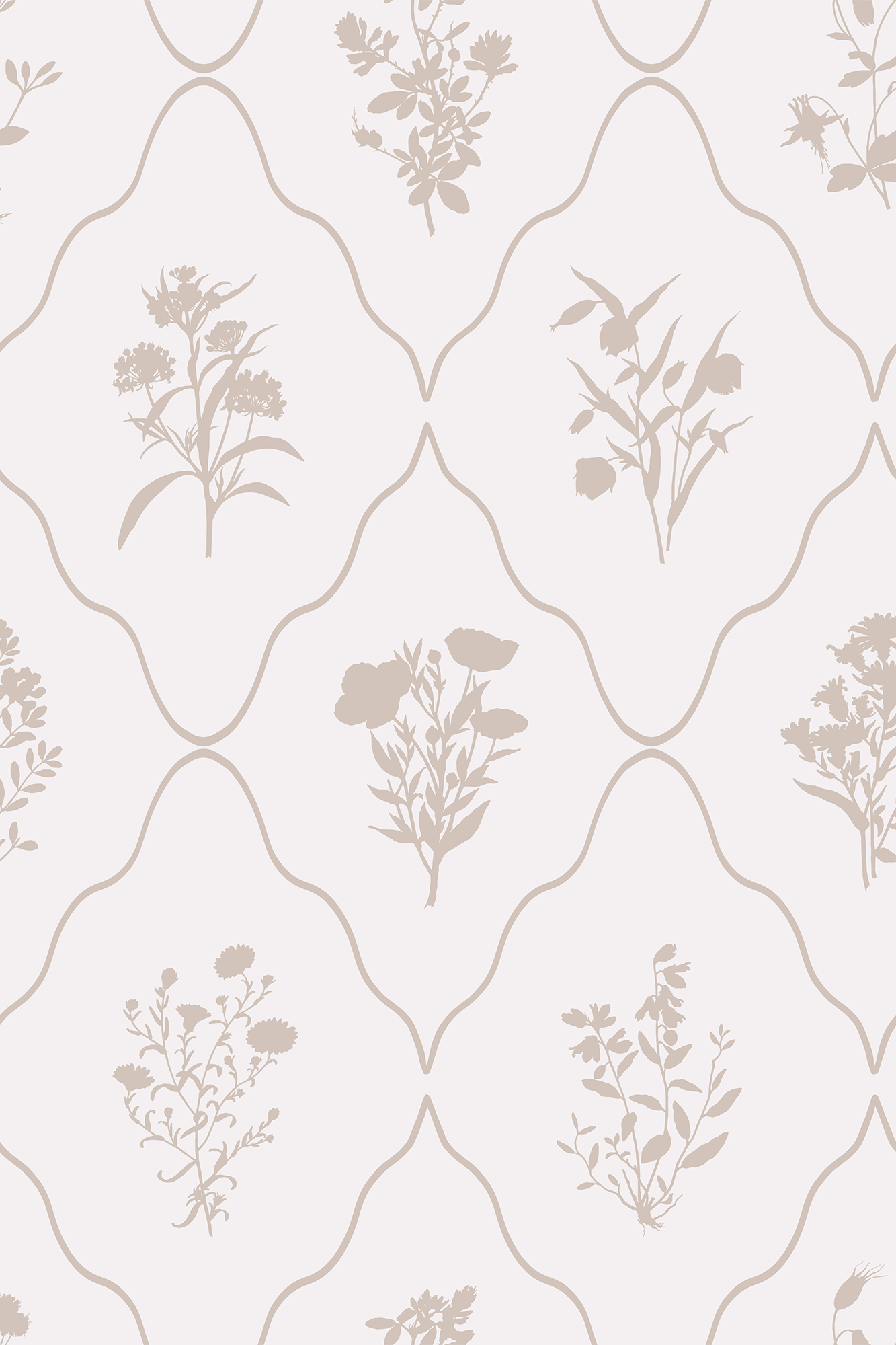 Eloise Brown Classic Botanical Trellis Wallpaper - Removable Wallpaper (Peel & Stick)
