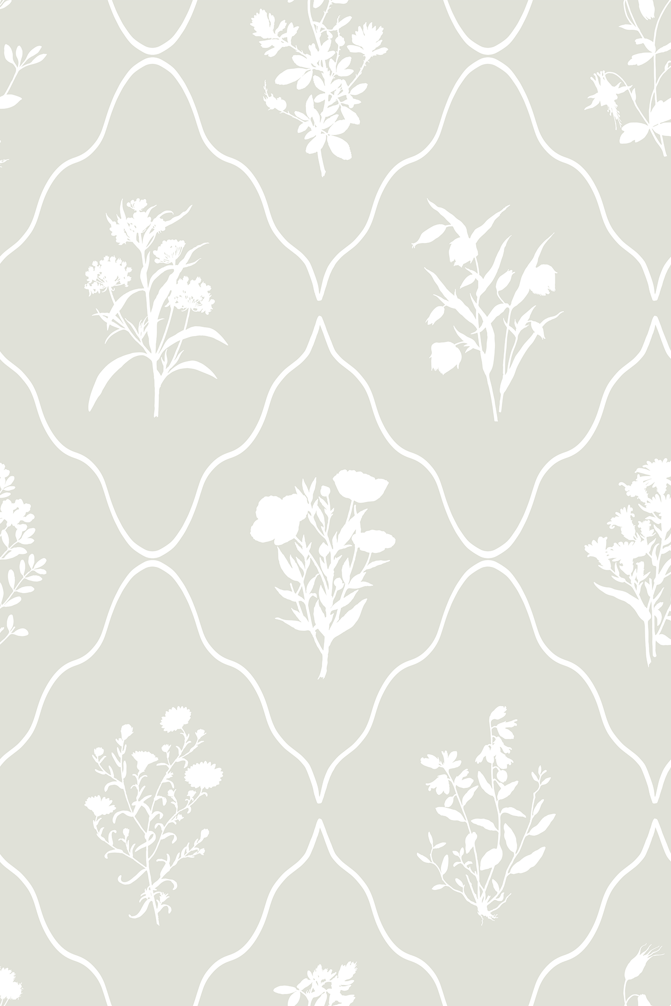 Eloise White Classic Botanical Trellis Wallpaper - Removable Wallpaper (Peel & Stick)