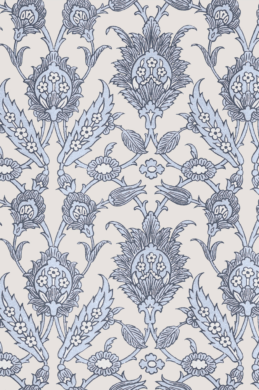 Emile Blue and Grey Damask Wallpaper - Removable Wallpaper (Peel & Stick)