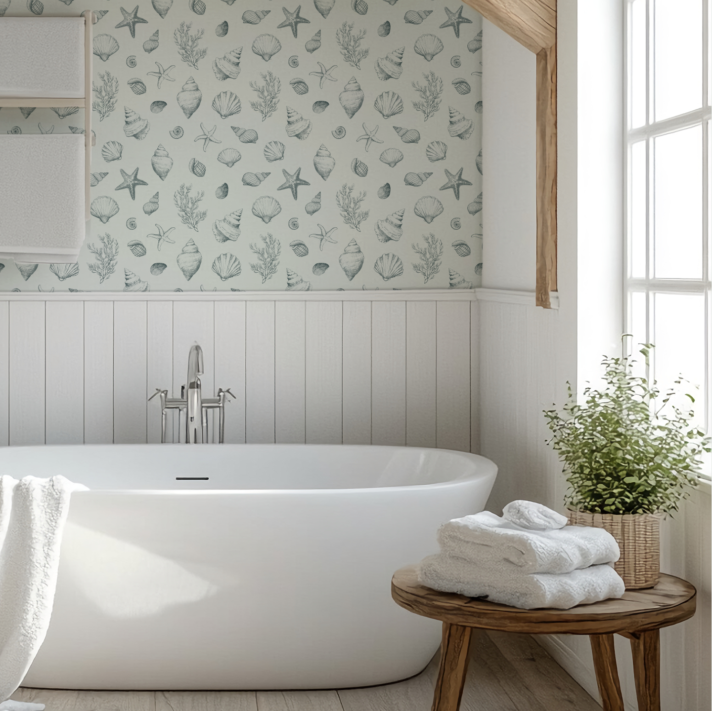 Rochelle | Sketched Sea Shells Vintage Wallpaper by Claret & Key